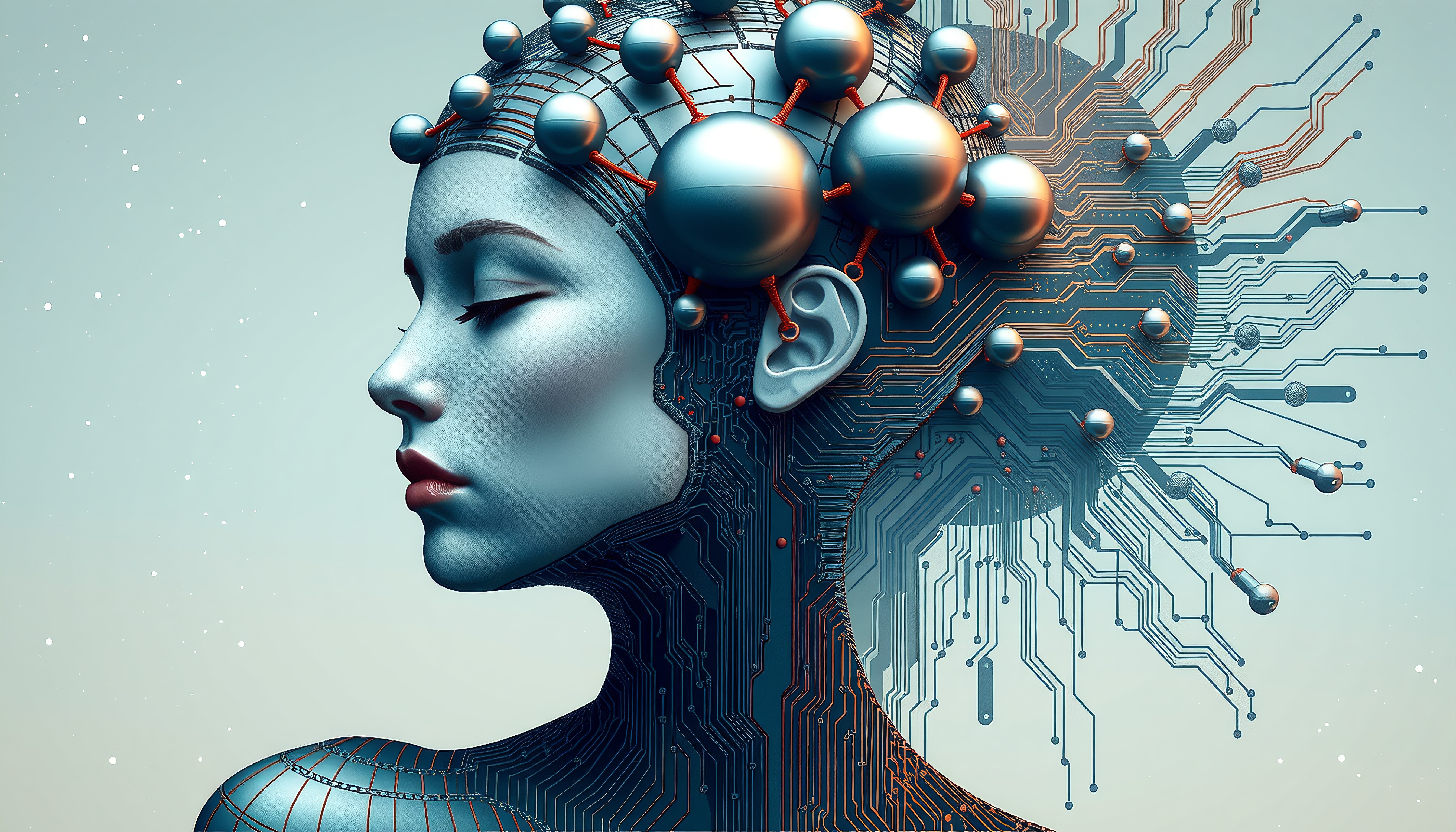 Cybernetic Human Profile with Circuitry