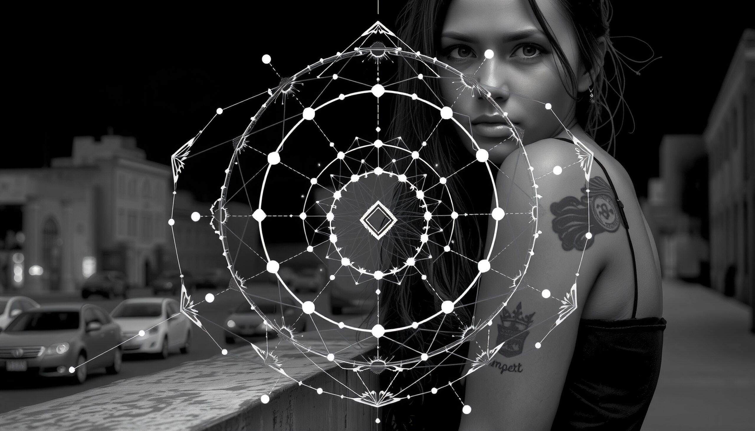 Contemplative Glance in Urban Night