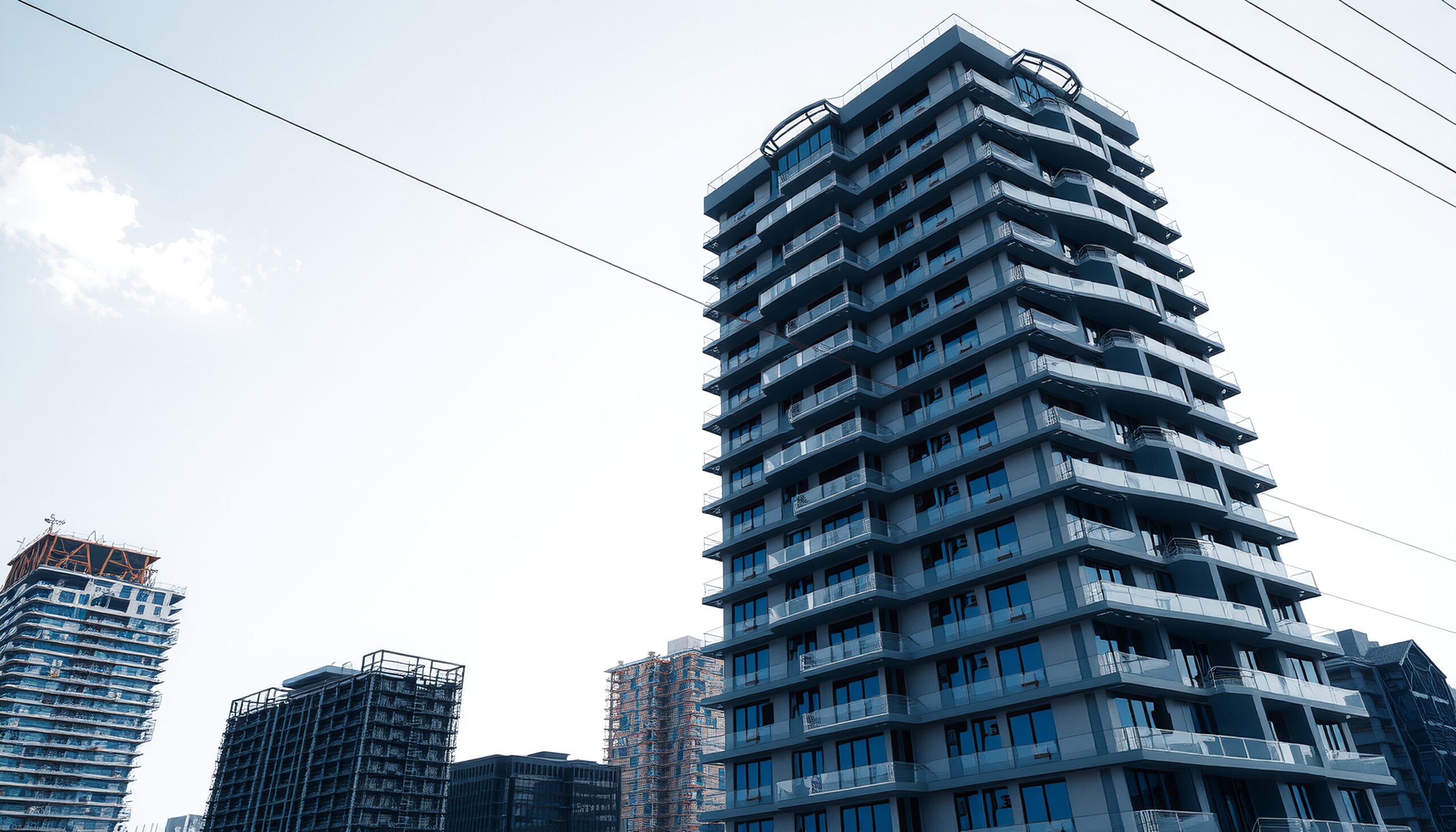 Urban Skyscrapers Against Clear Sky