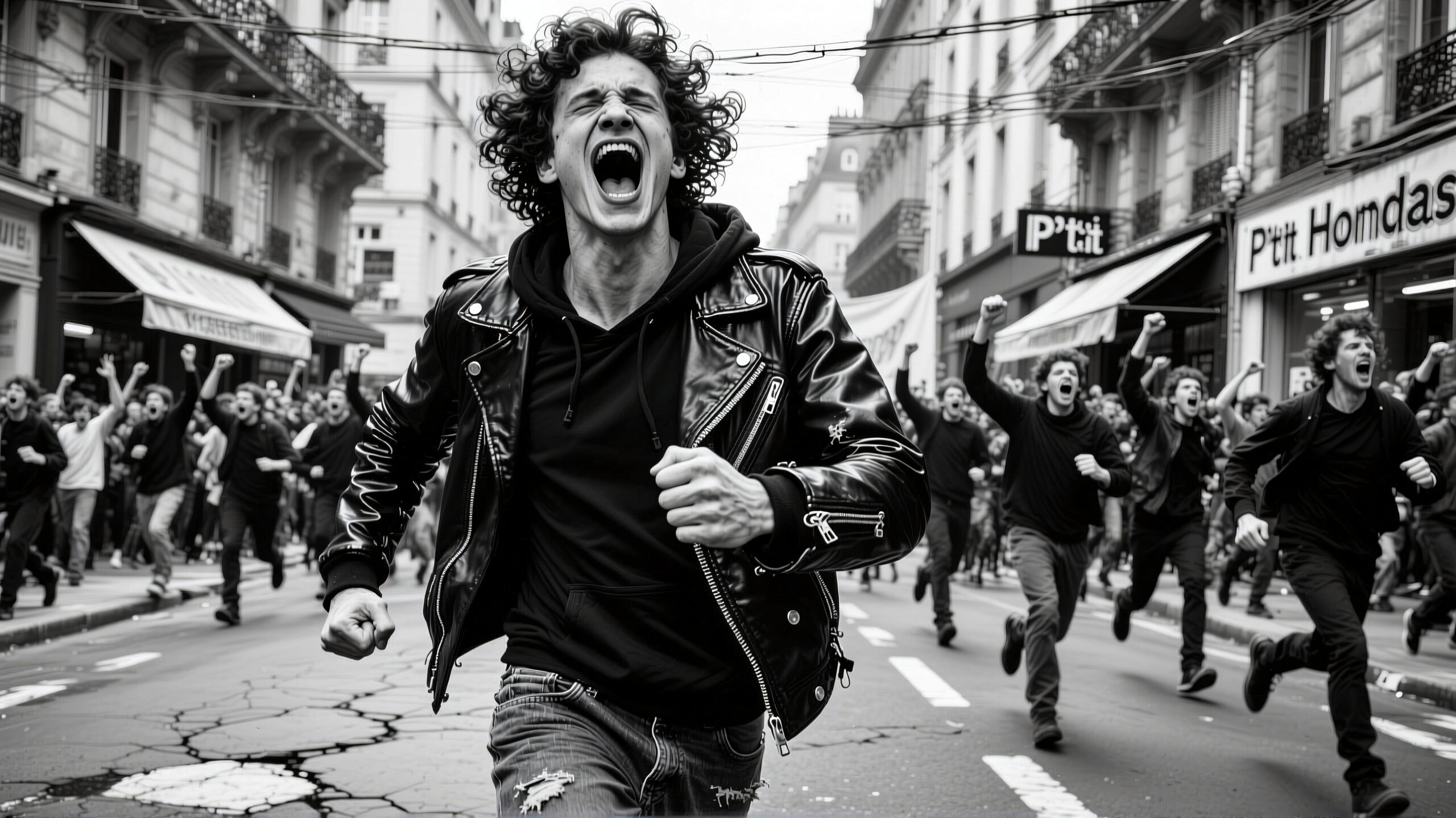 Protesters march with determined expressions