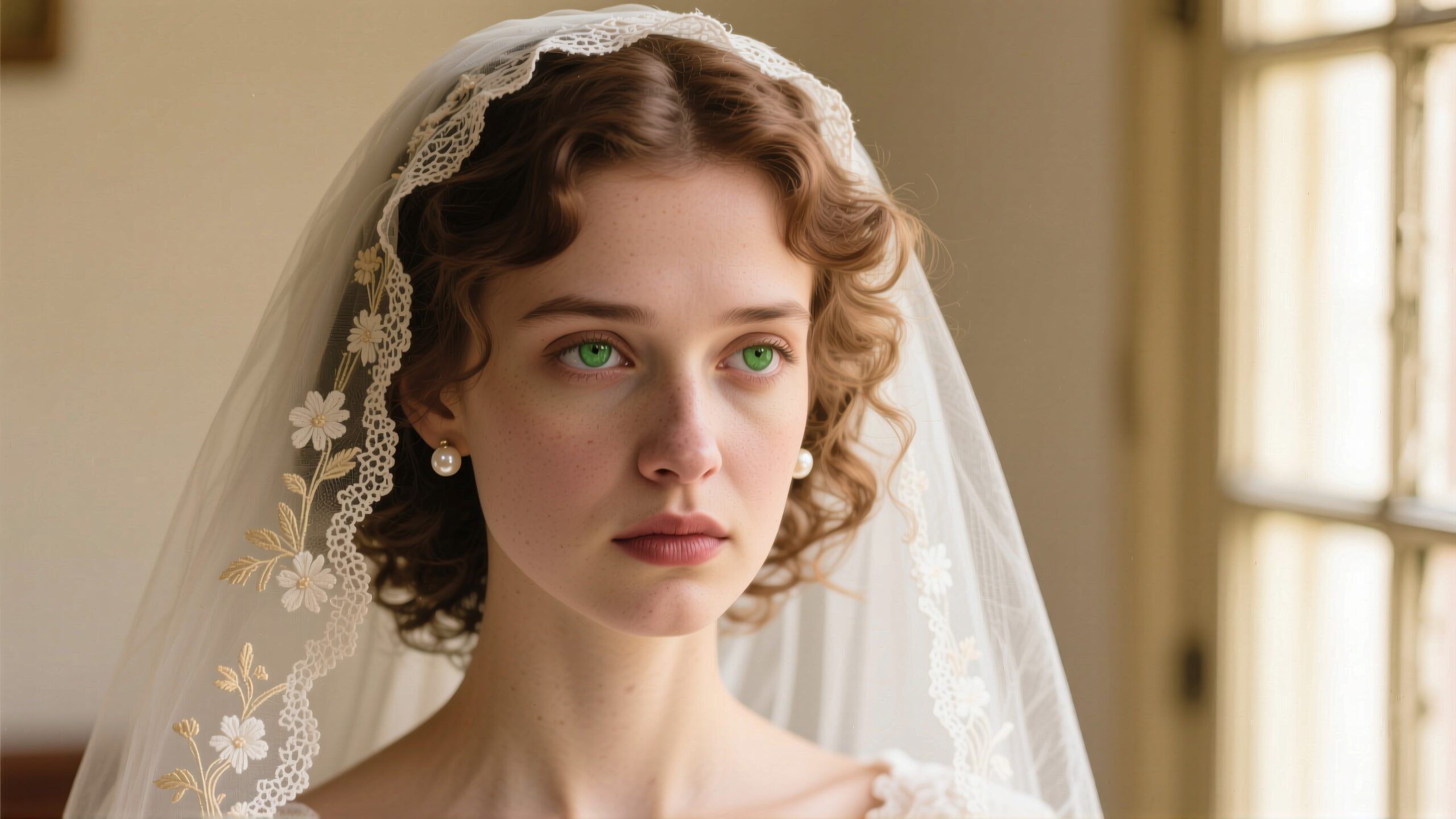 Bride with Intricate Lace Veil