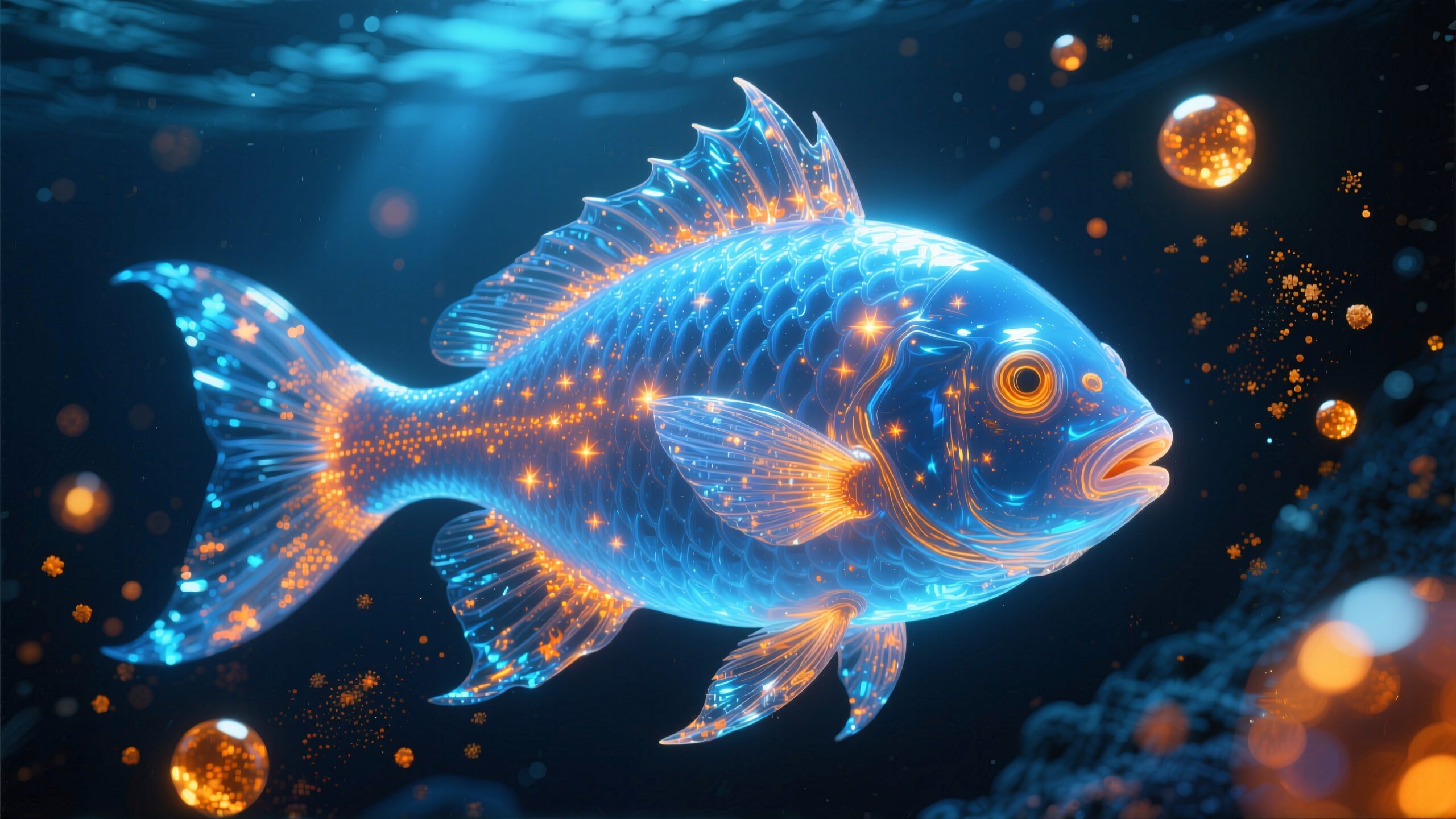 Glowing Fish in Deep Sea