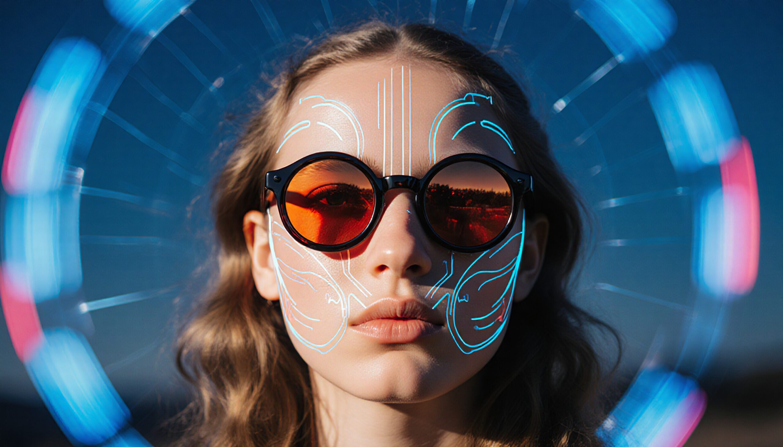 Futuristic Woman with Neon Aura