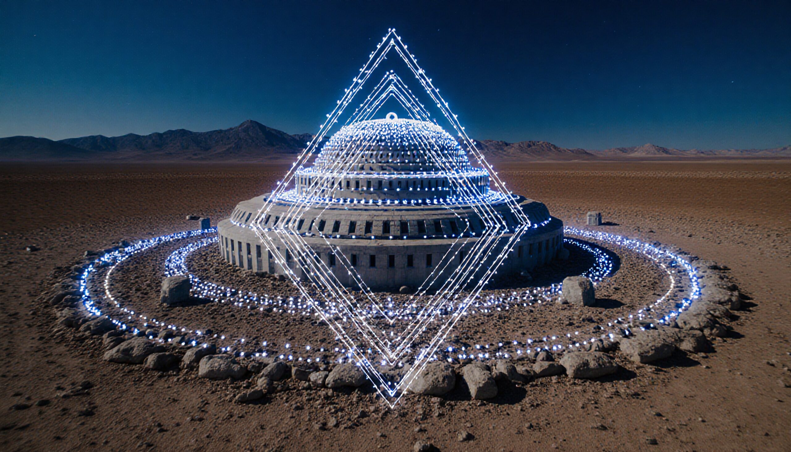 Mysterious Dome in Desert Night