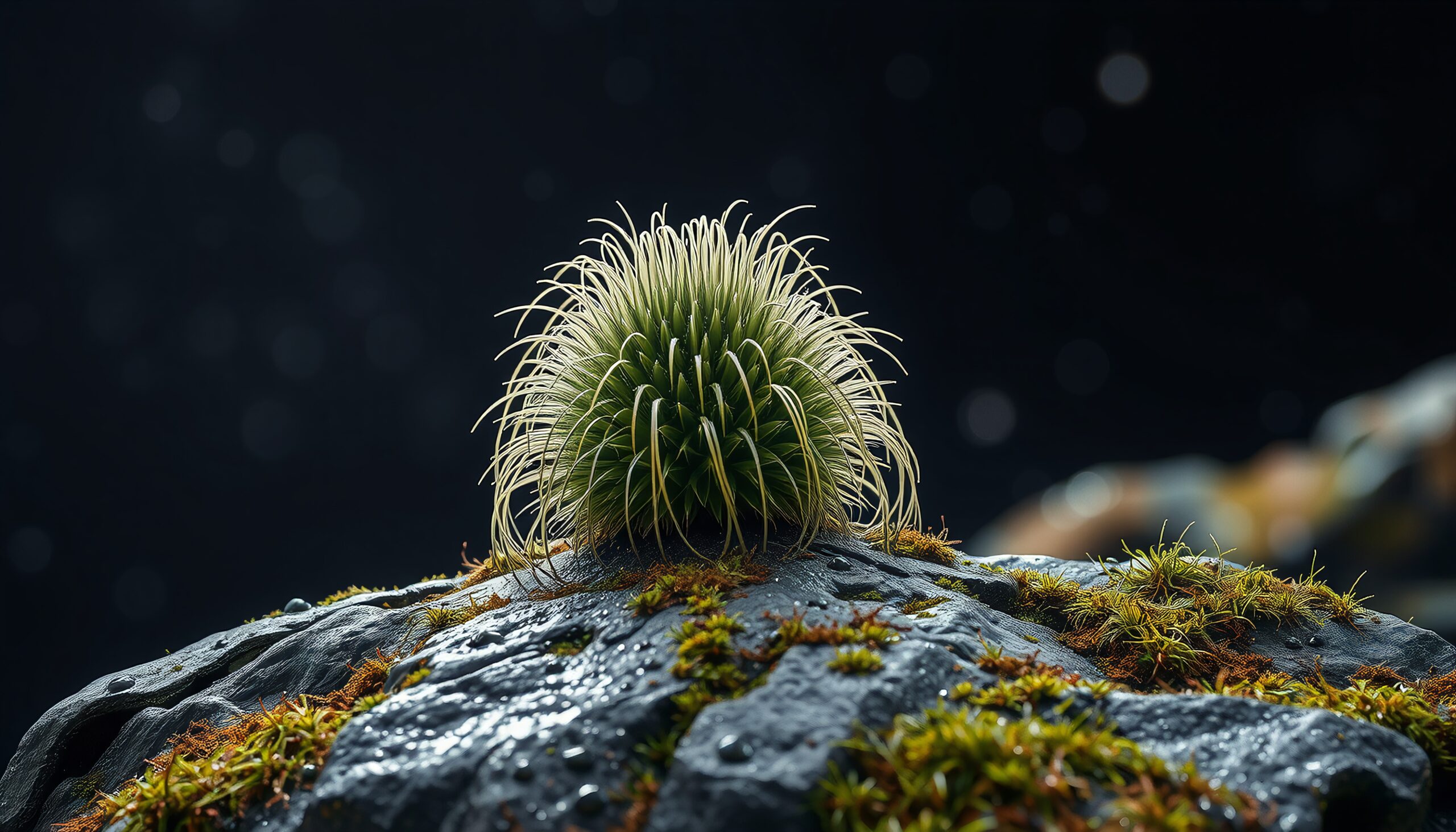 Resilient Grass On Dark Rock