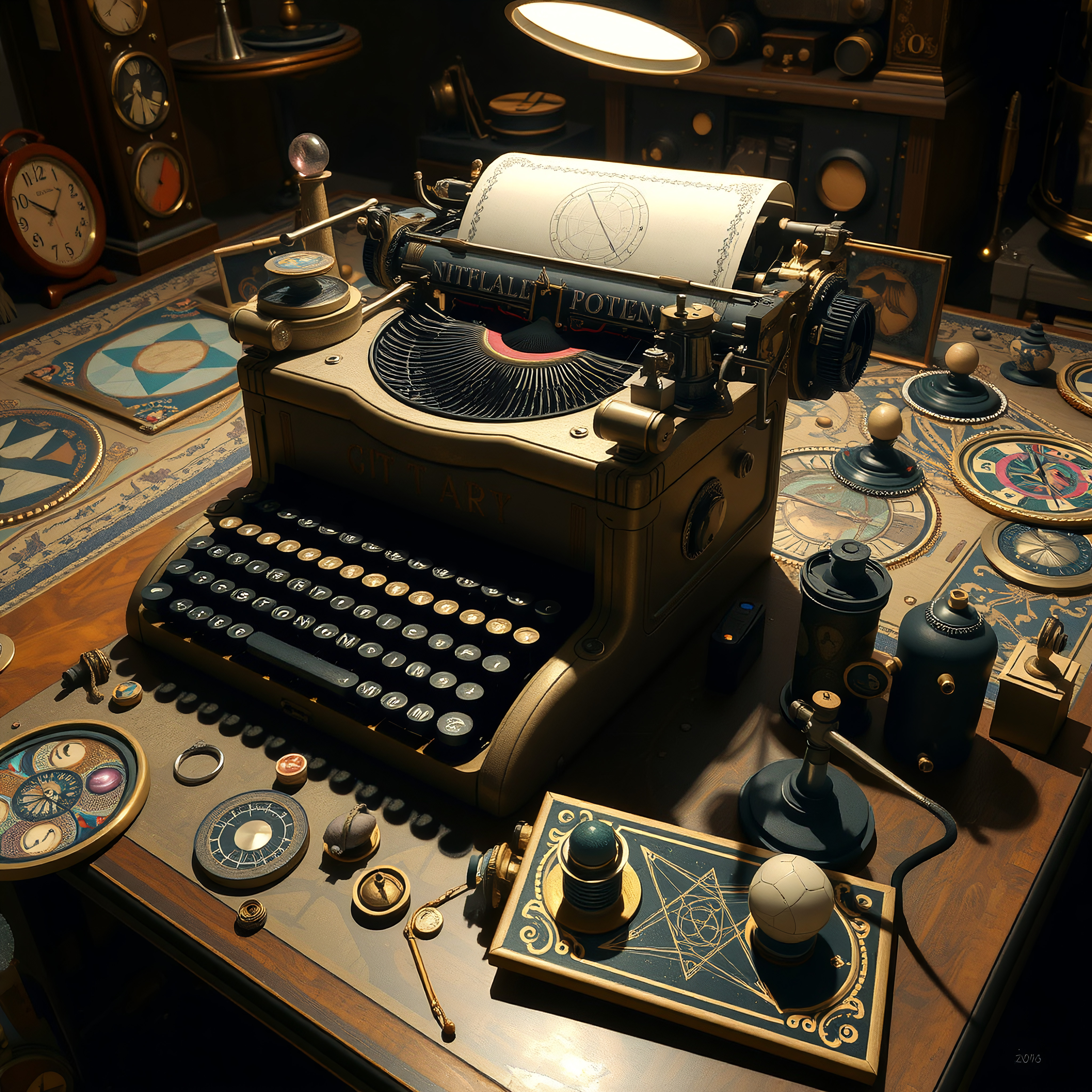 Vintage Typewriter and Mystical Desk
