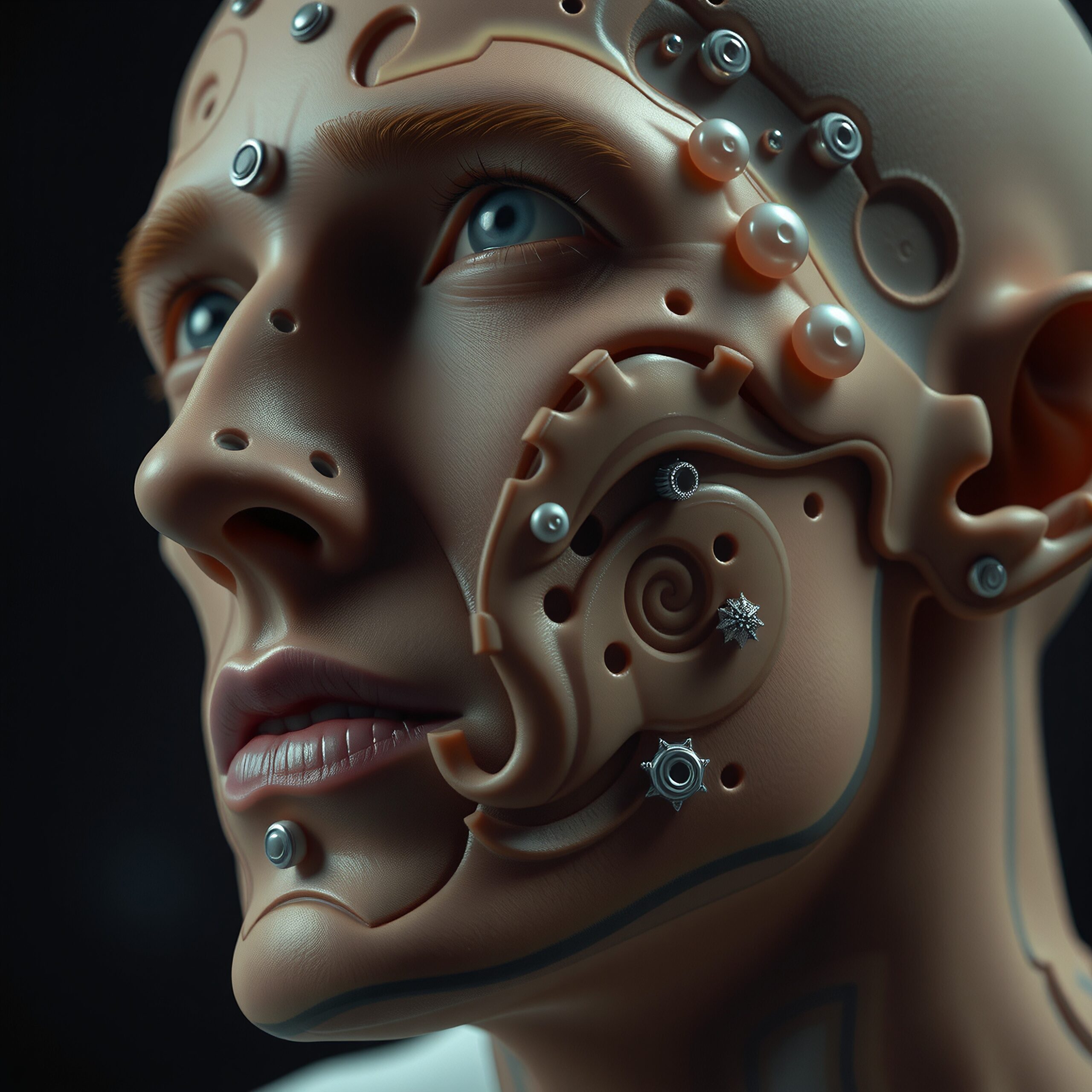 Futuristic Cybernetic Facial Design