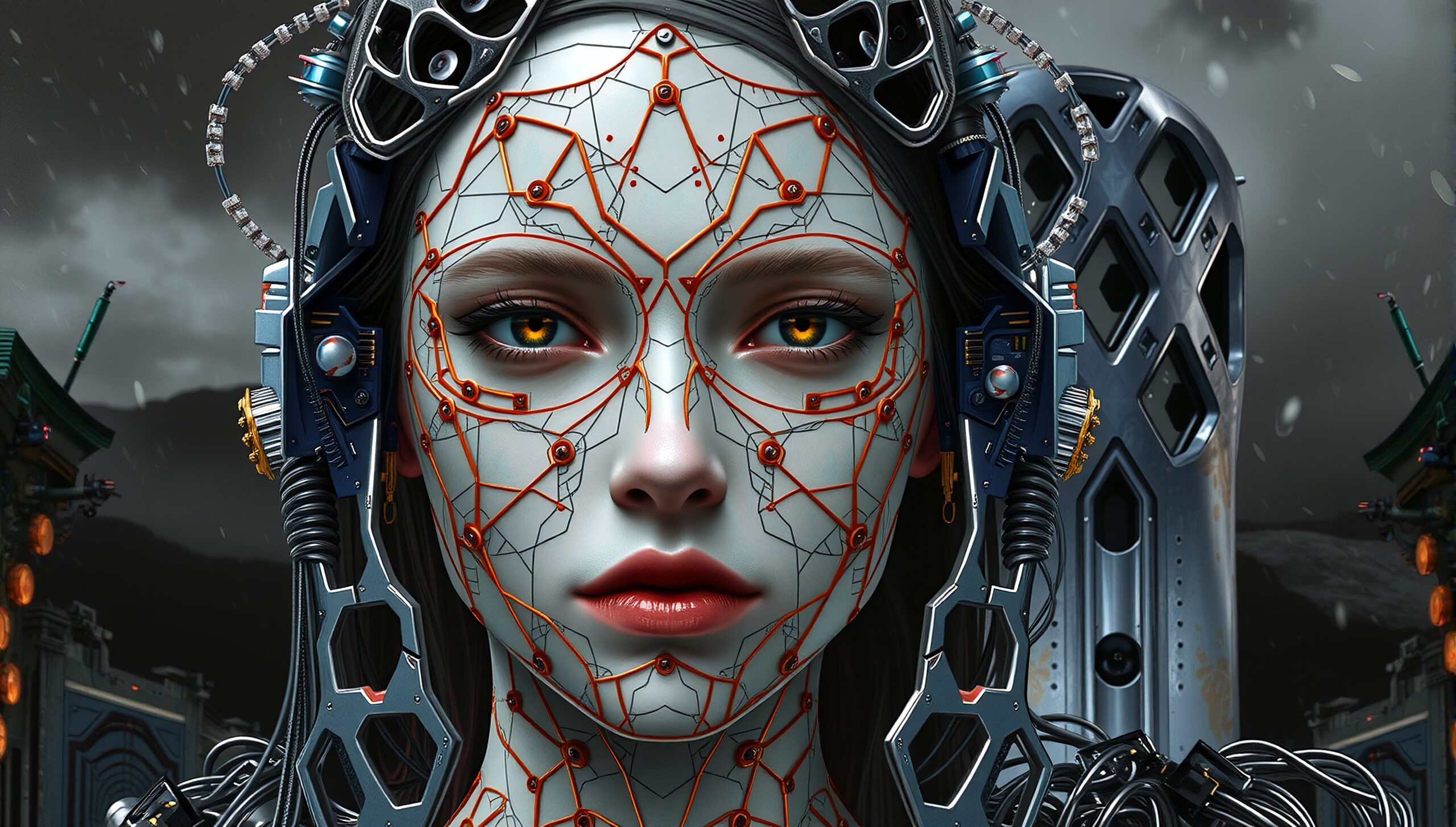 Futuristic Cyborg Woman Portrait