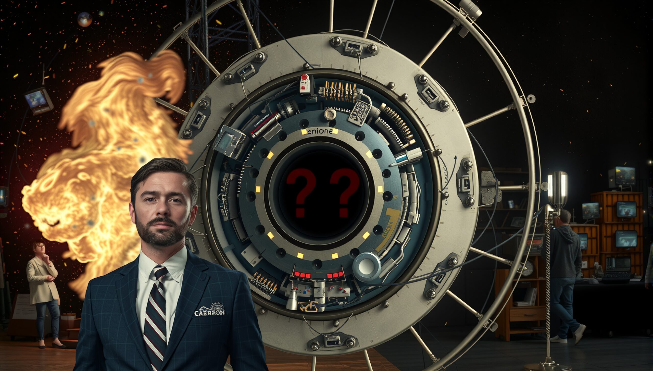 Mystery Unfolds Fiery Mechanical Scene