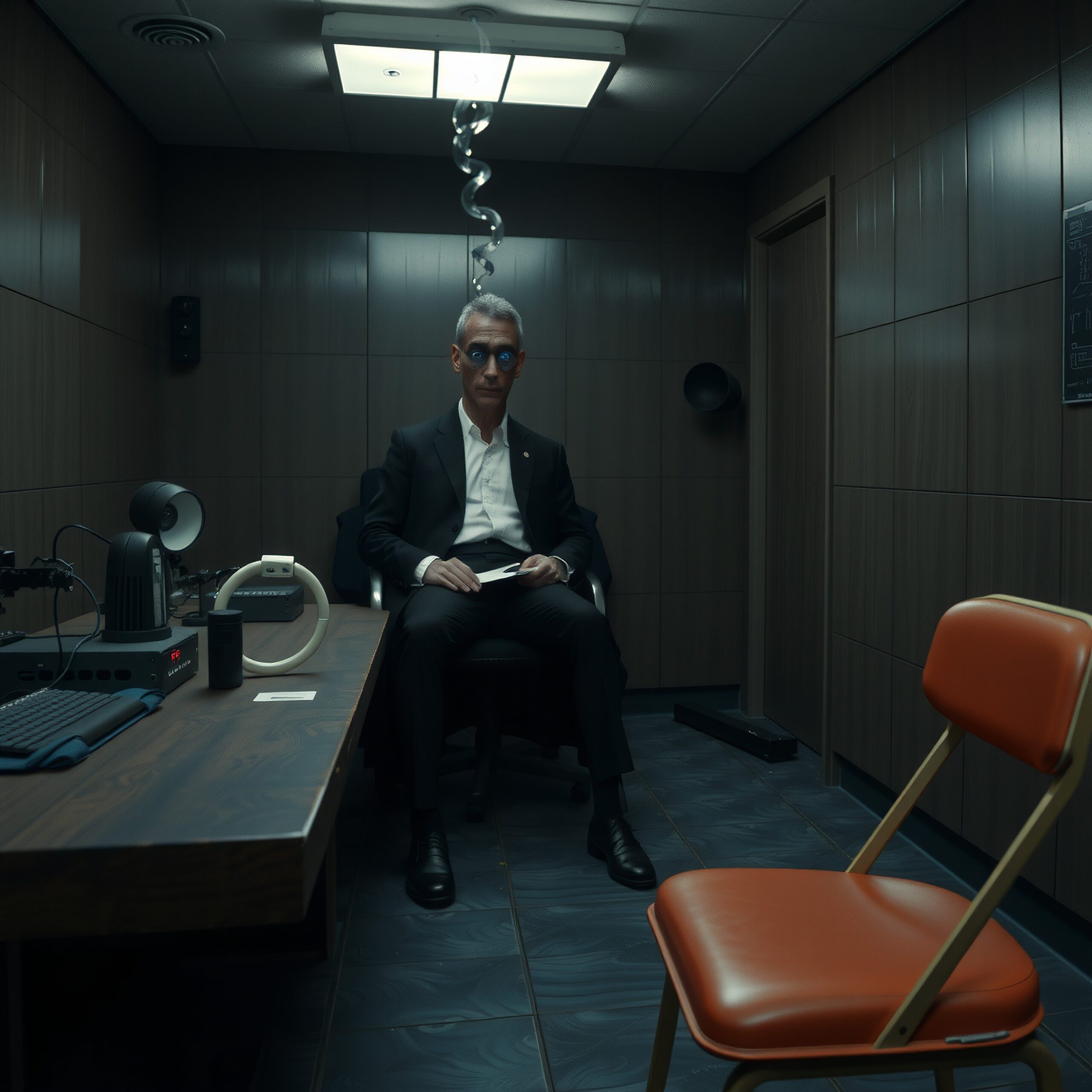 Enigmatic Office Meeting Scene