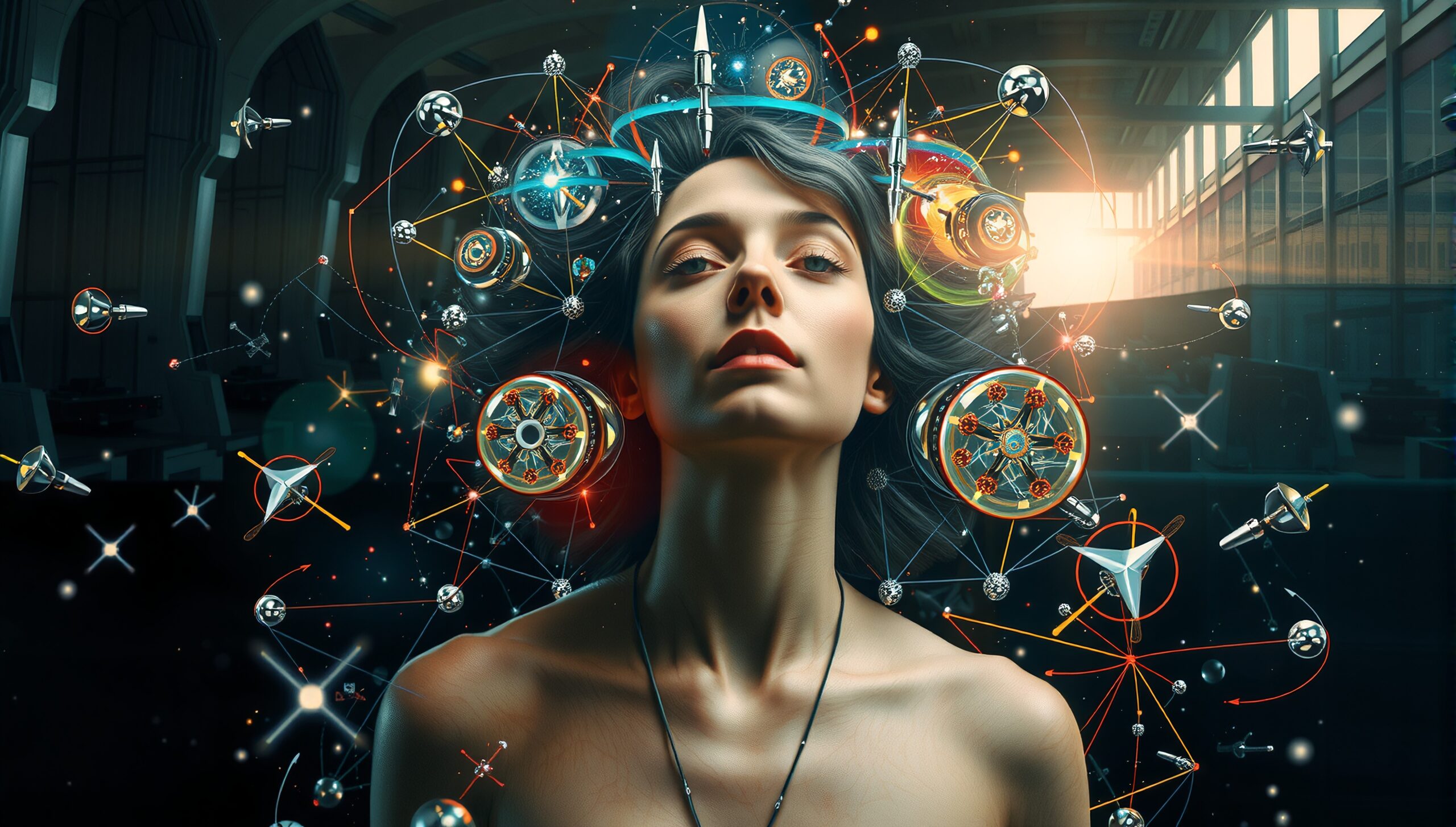 Futuristic Human-Technology Fusion Concept