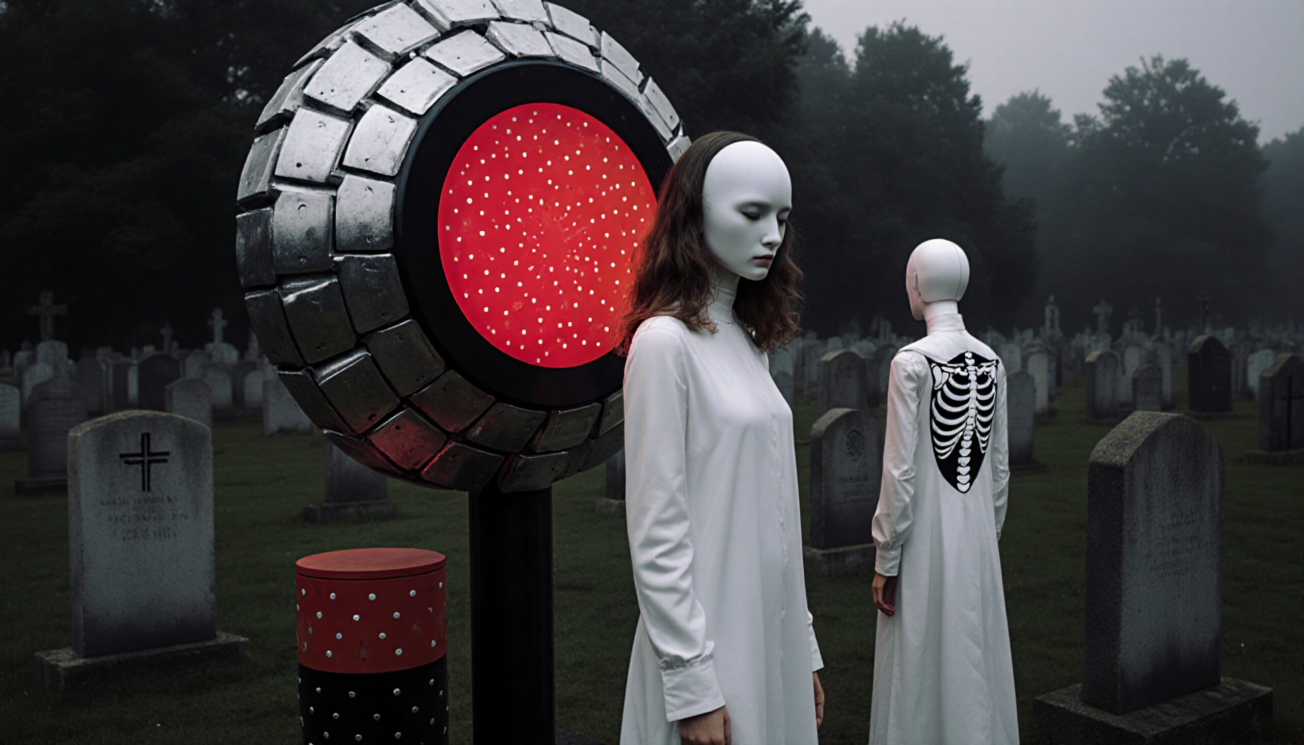 Surreal Futuristic Cemetery Scene