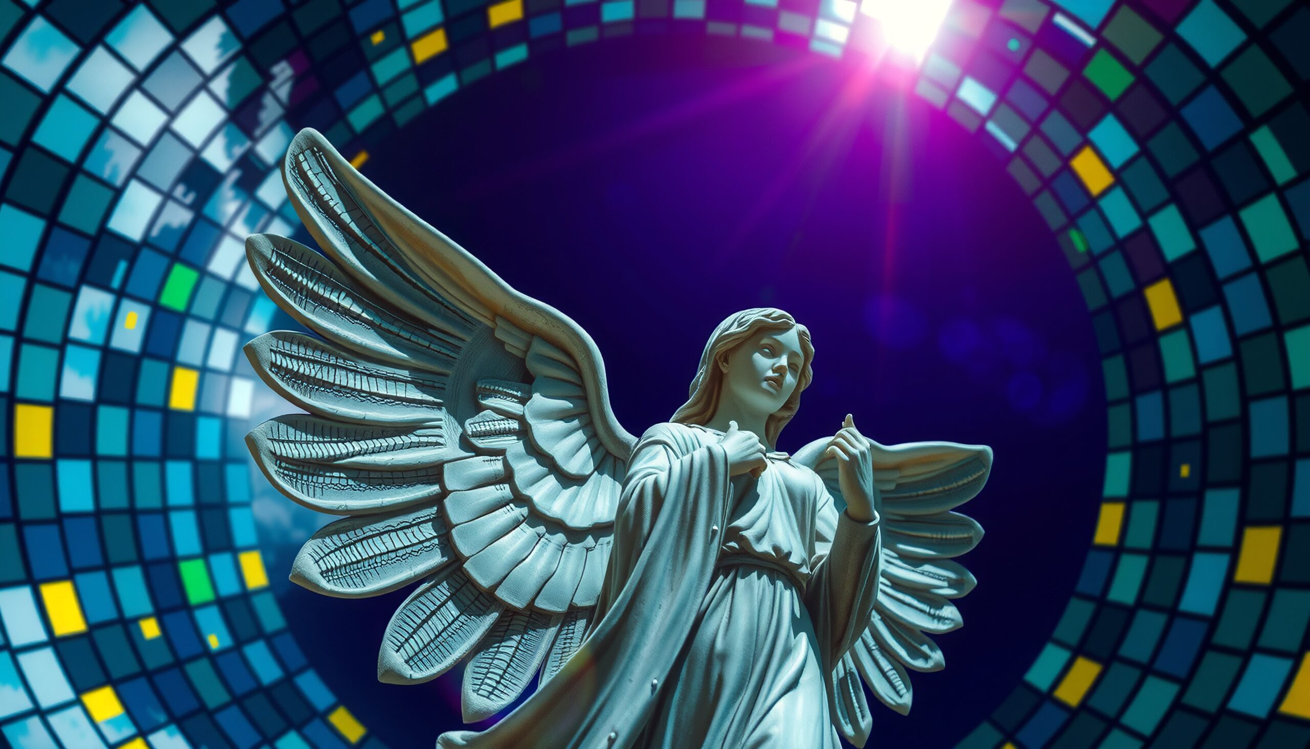 Majestic Angel with Mosaic Background
