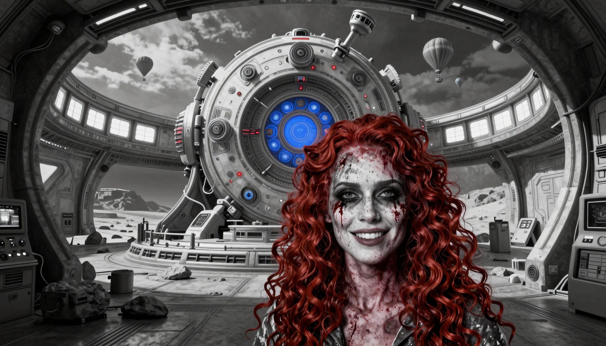 Futuristic Woman in Space Station