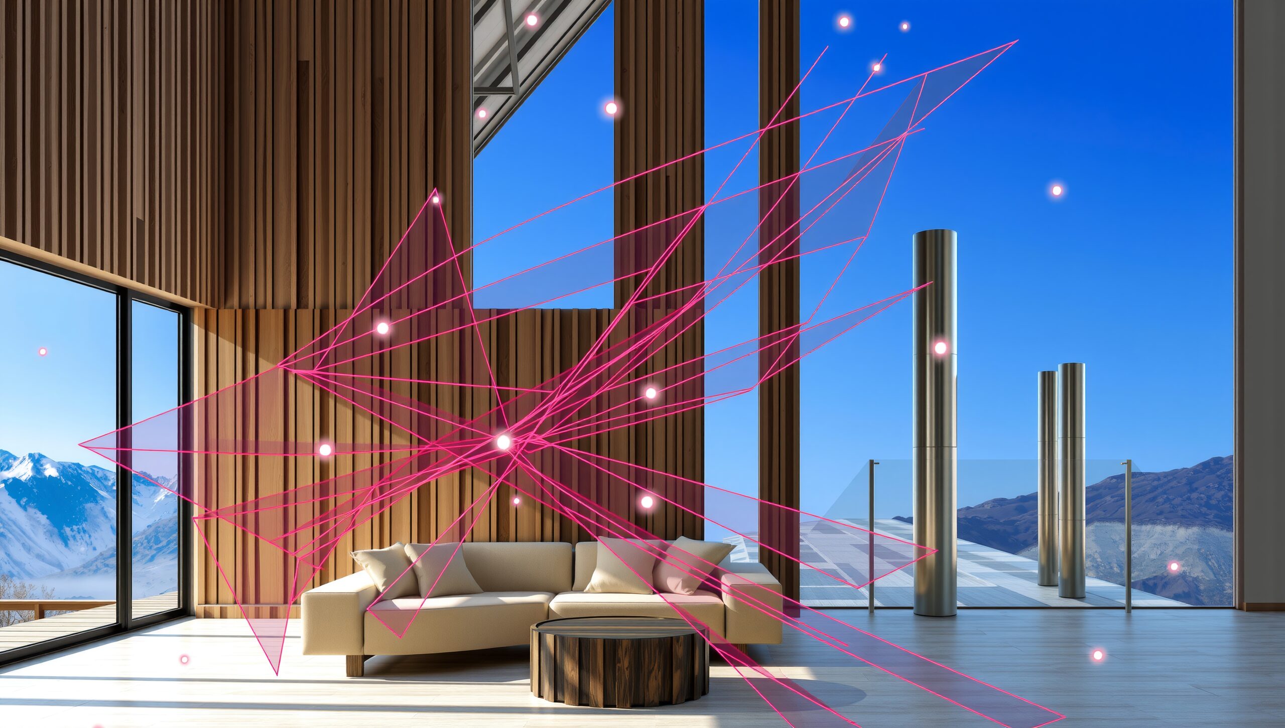 Scenic Interior with Abstract Art