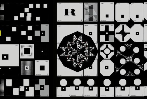 Abstract artwork featuring geometric patterns.