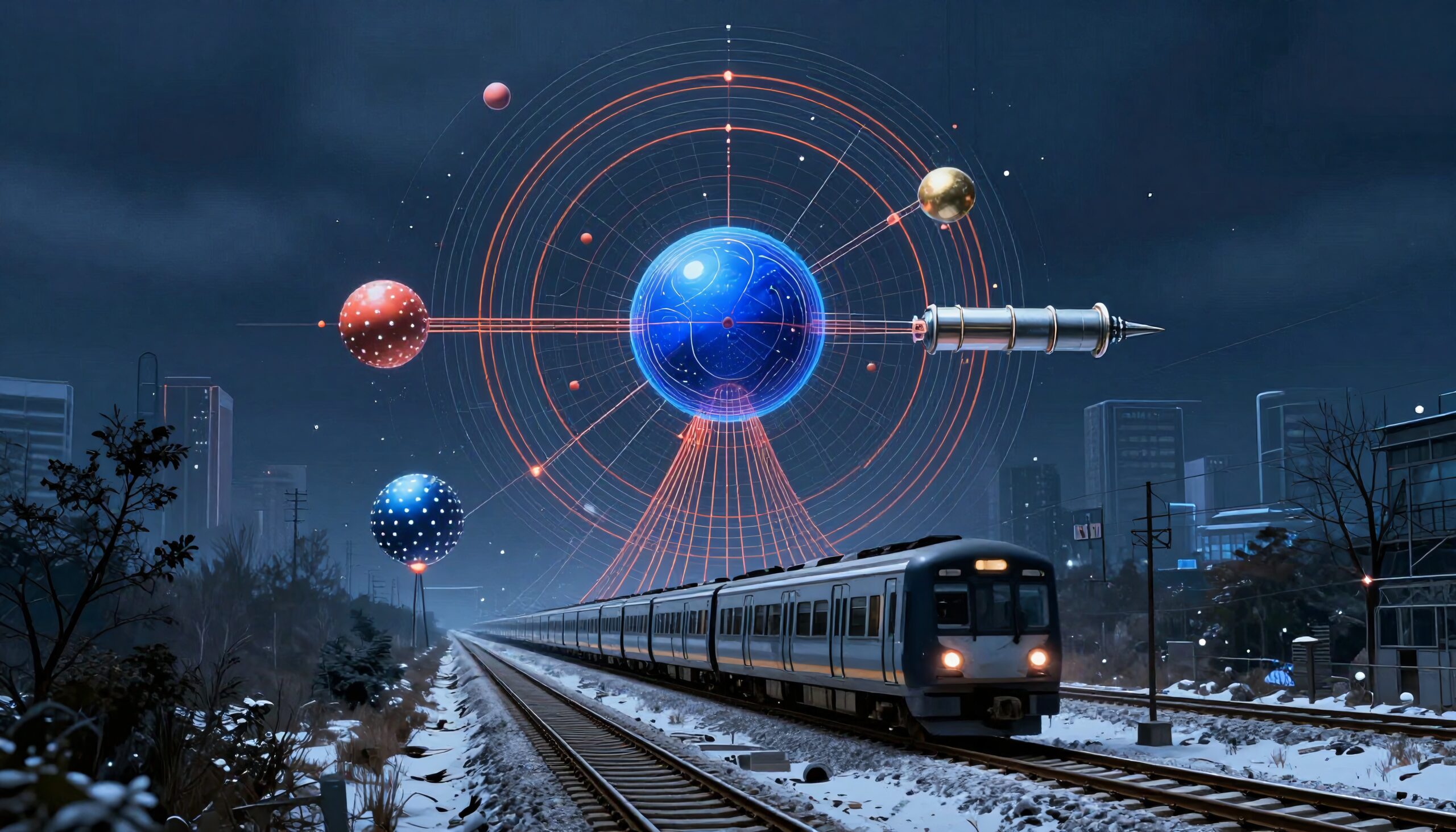 Train Journey through Cosmic Imagery