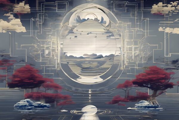 Abstract Dreamscape with Red Trees