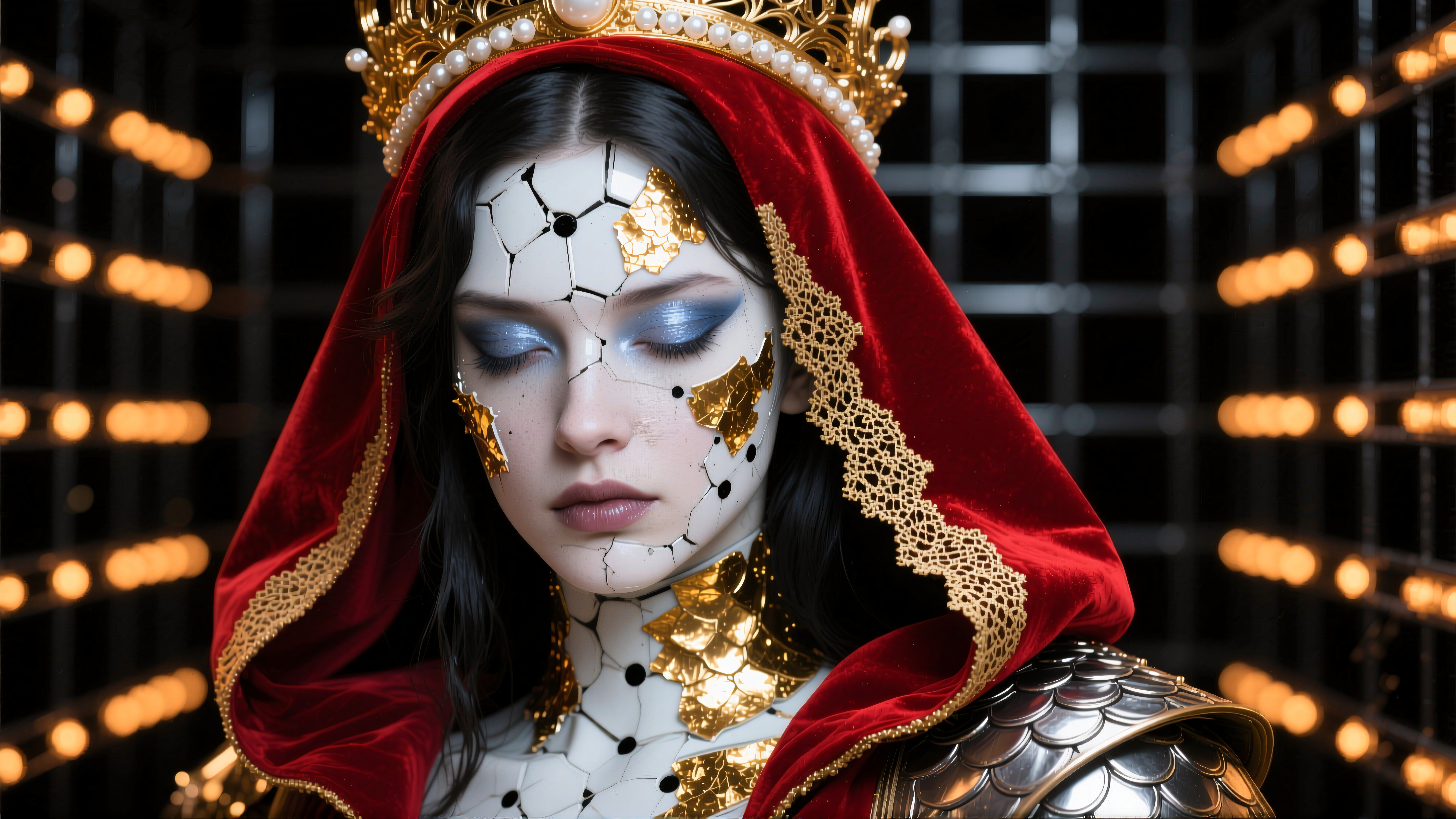 Regal Figure with Cracked Face and Crown