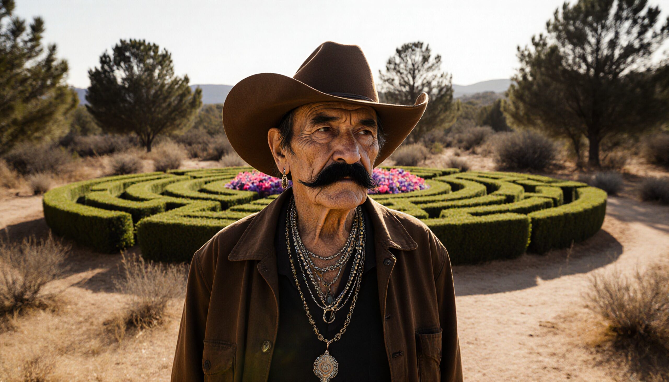 Elderly Man in Desert Labyrinth