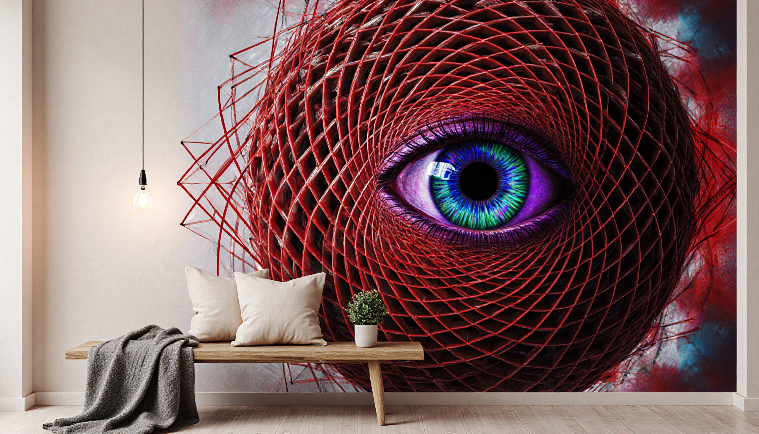 Surreal Eye Mural Living Room