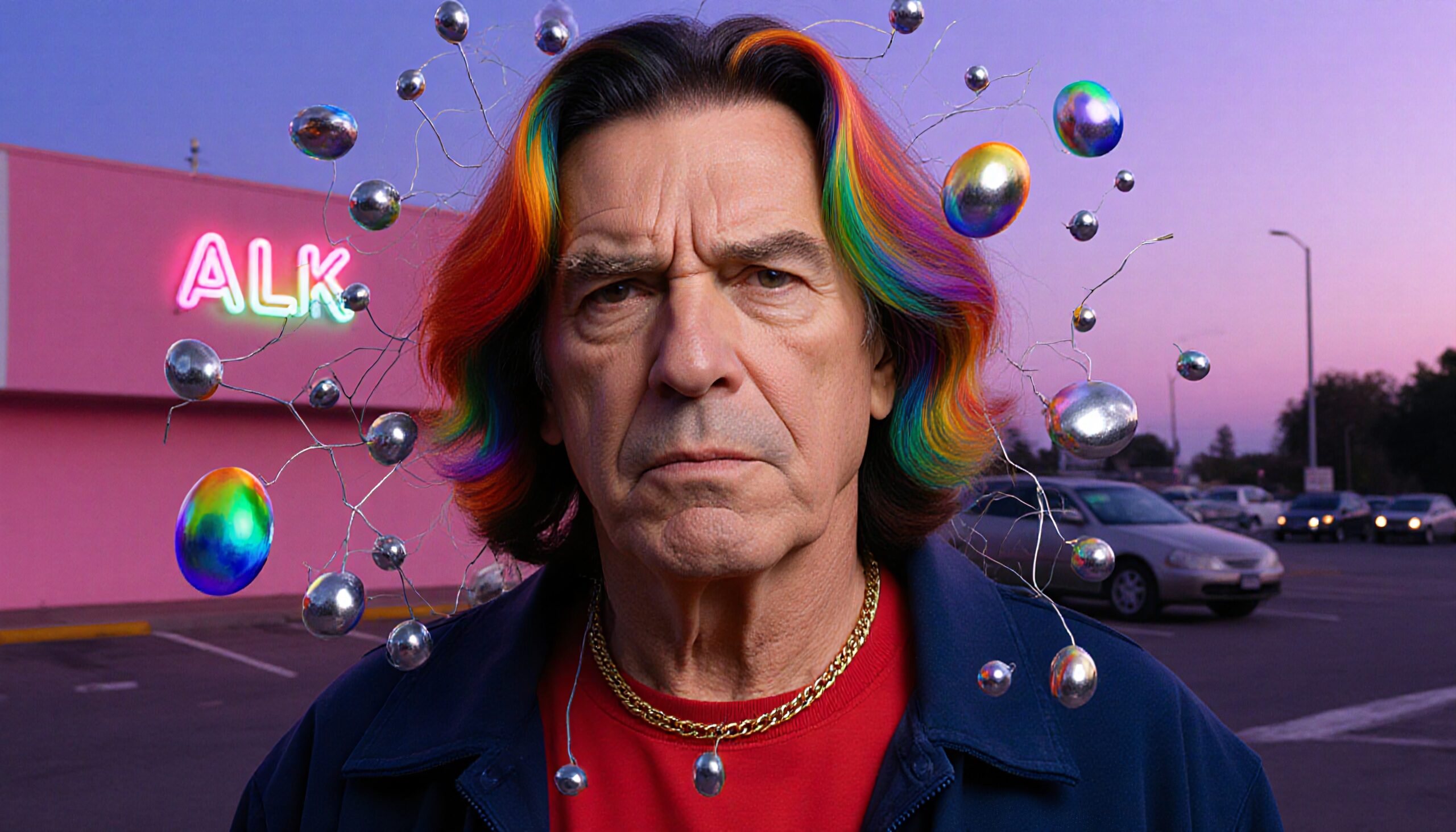 Vibrant Rainbow-Haired Man Portrait