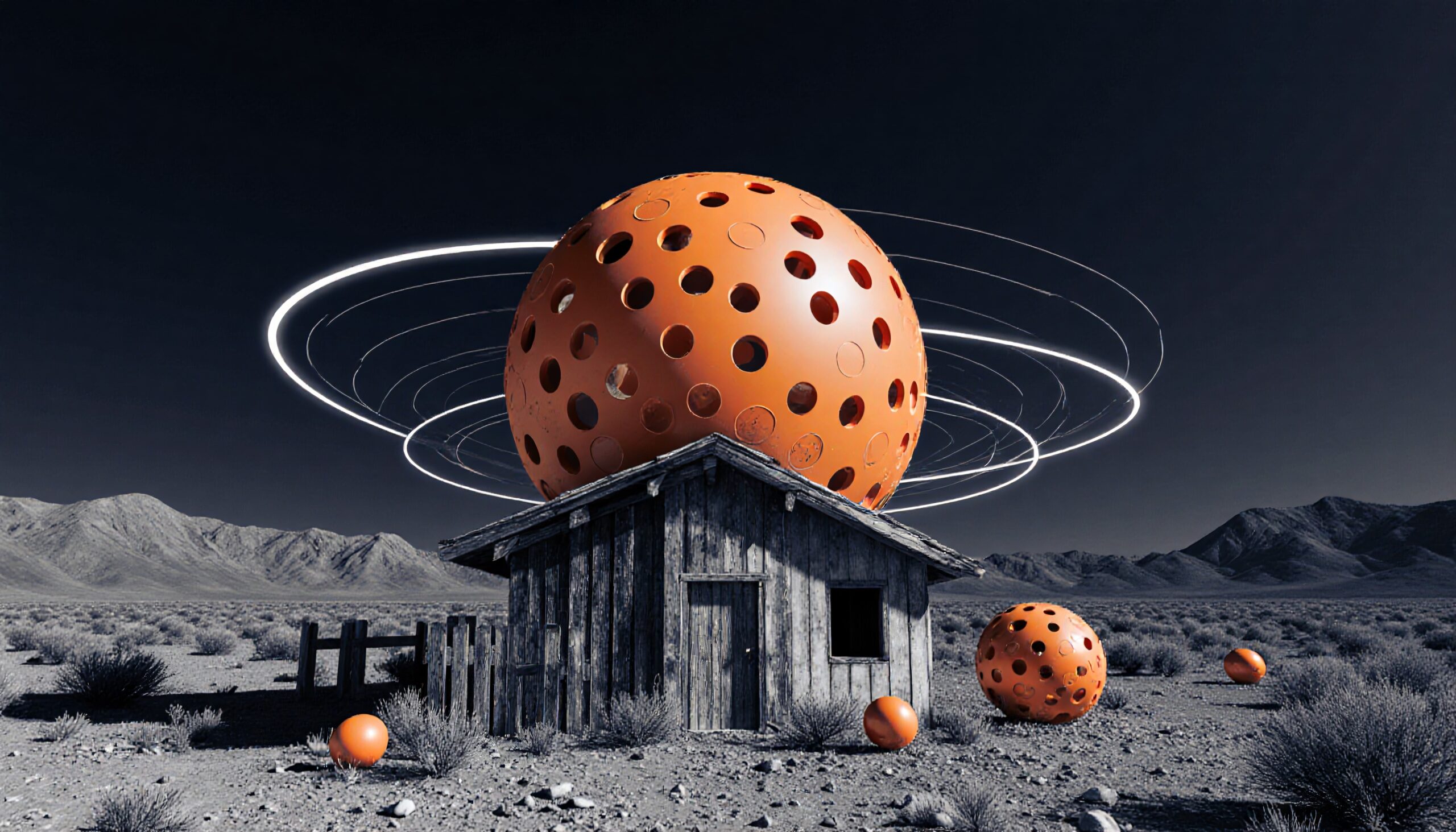Surreal Desert Spheres Encounter