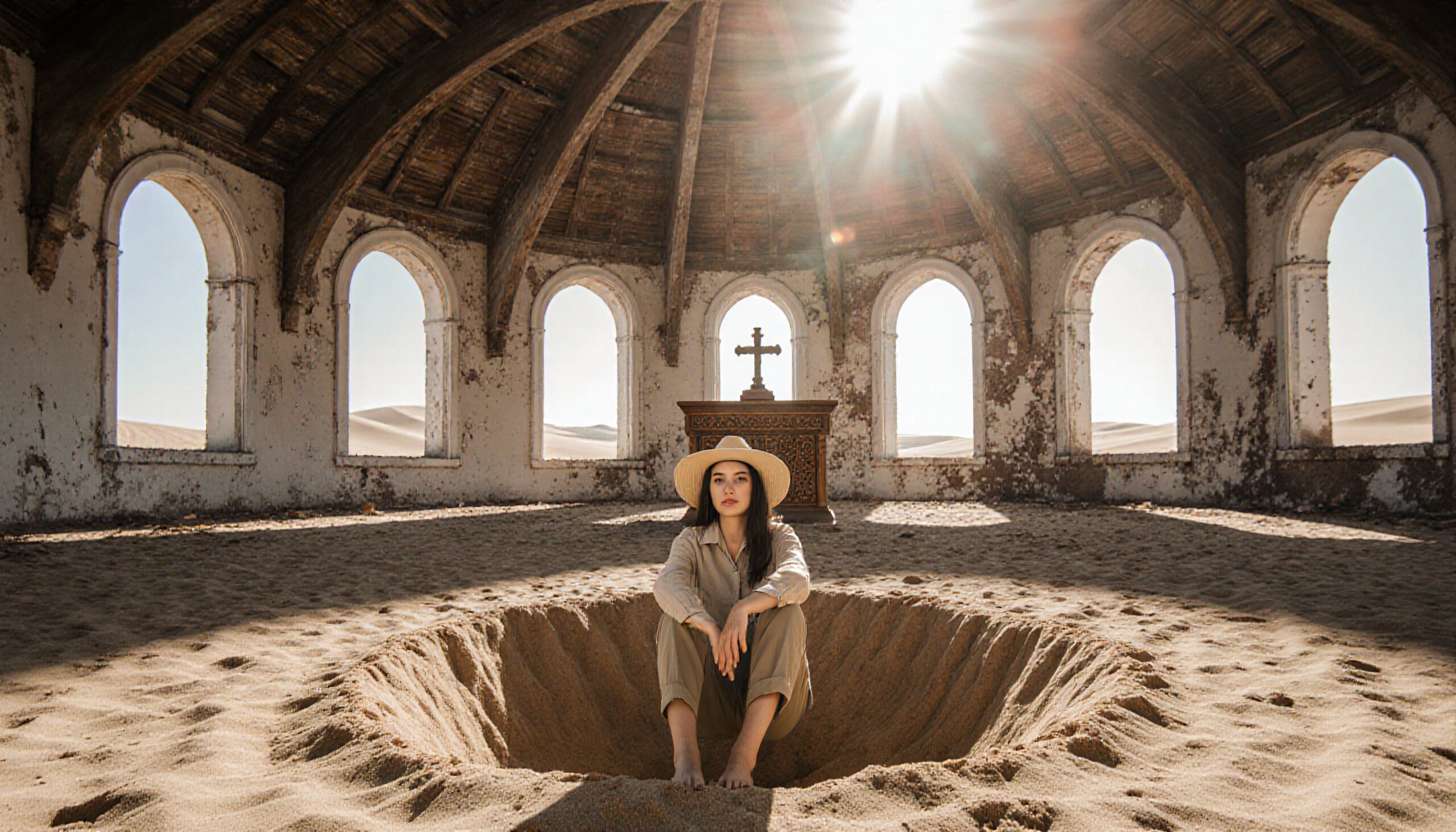 Solitary Reflection in Sand Cathedral