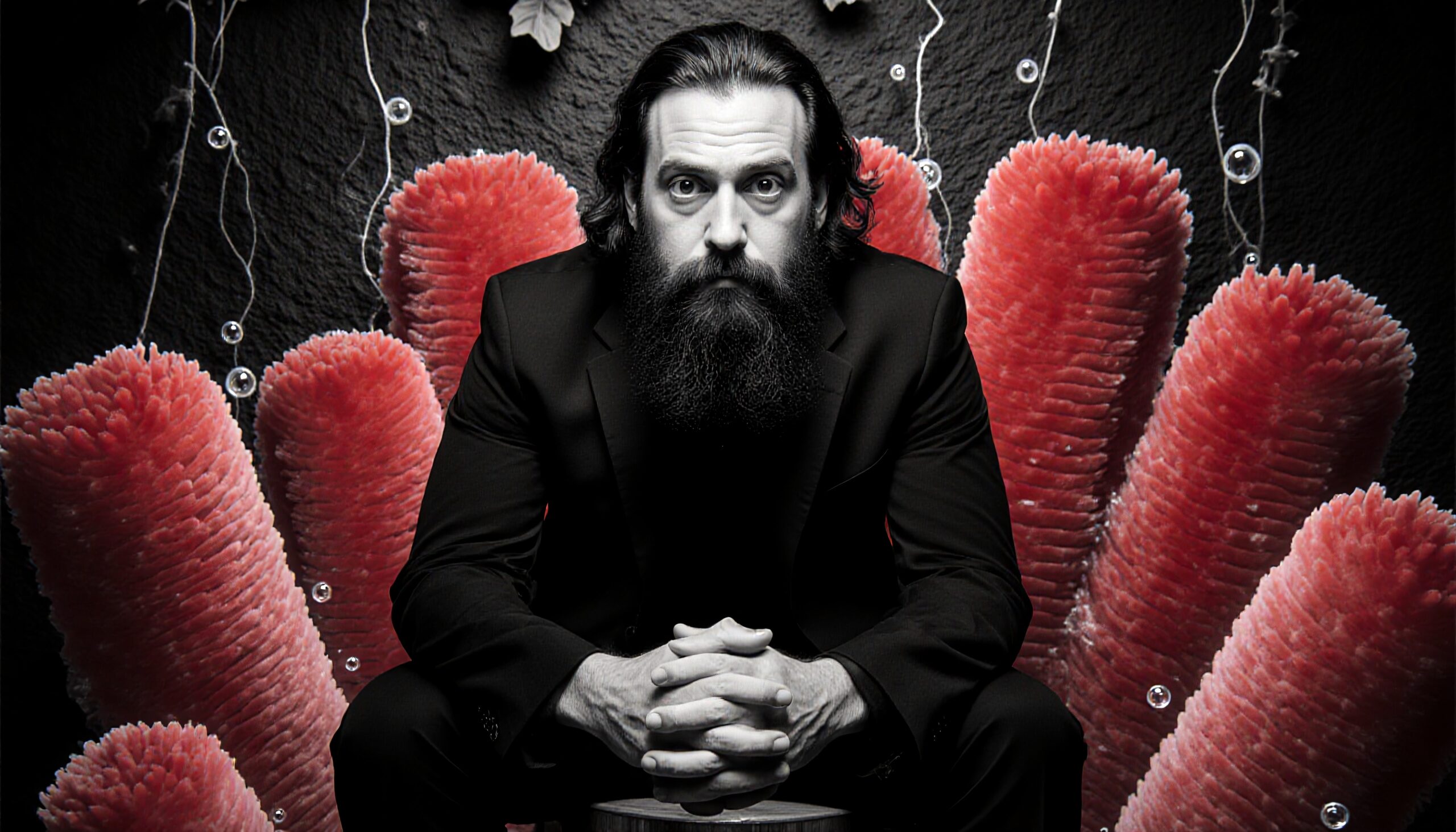 Man with Surreal Pink Backdrop