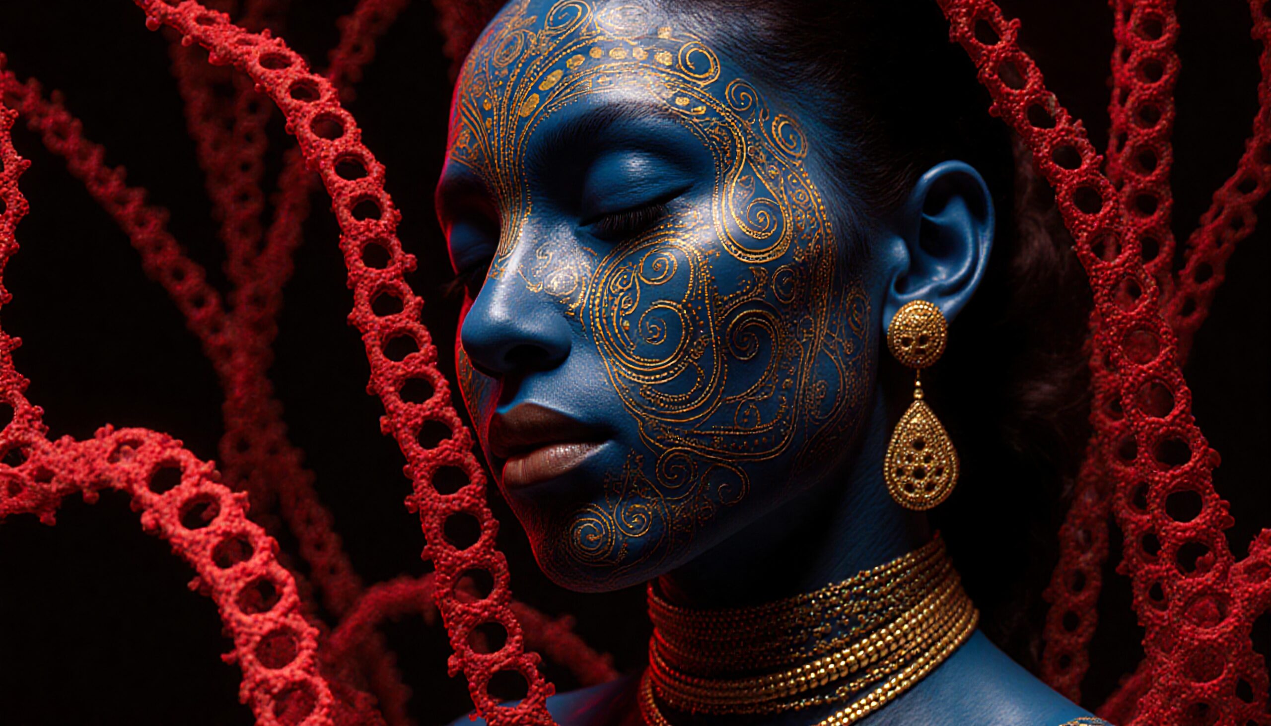 Intricate Blue and Gold Artistry