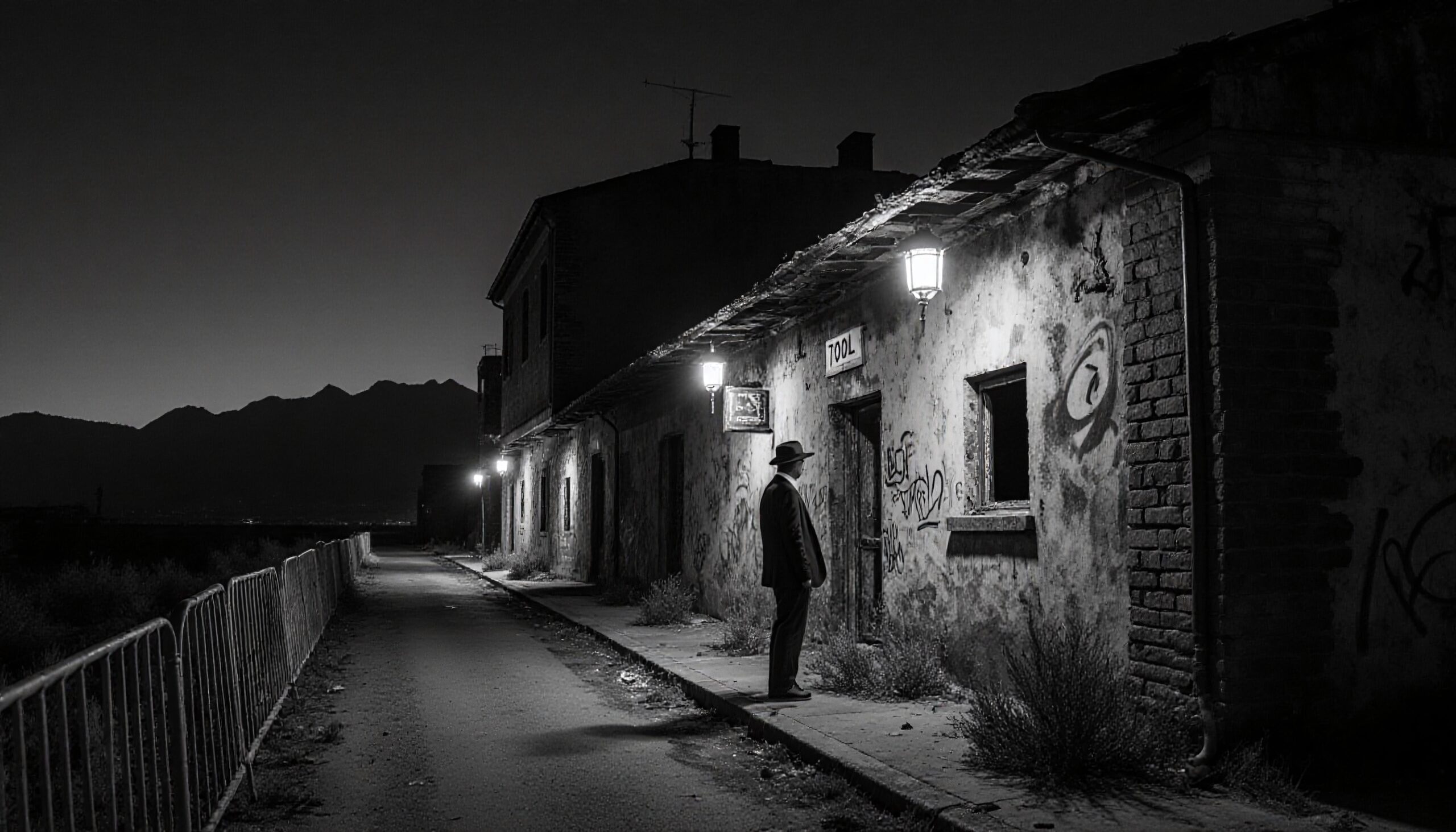 Desolate Alley in Monochrome Twilight