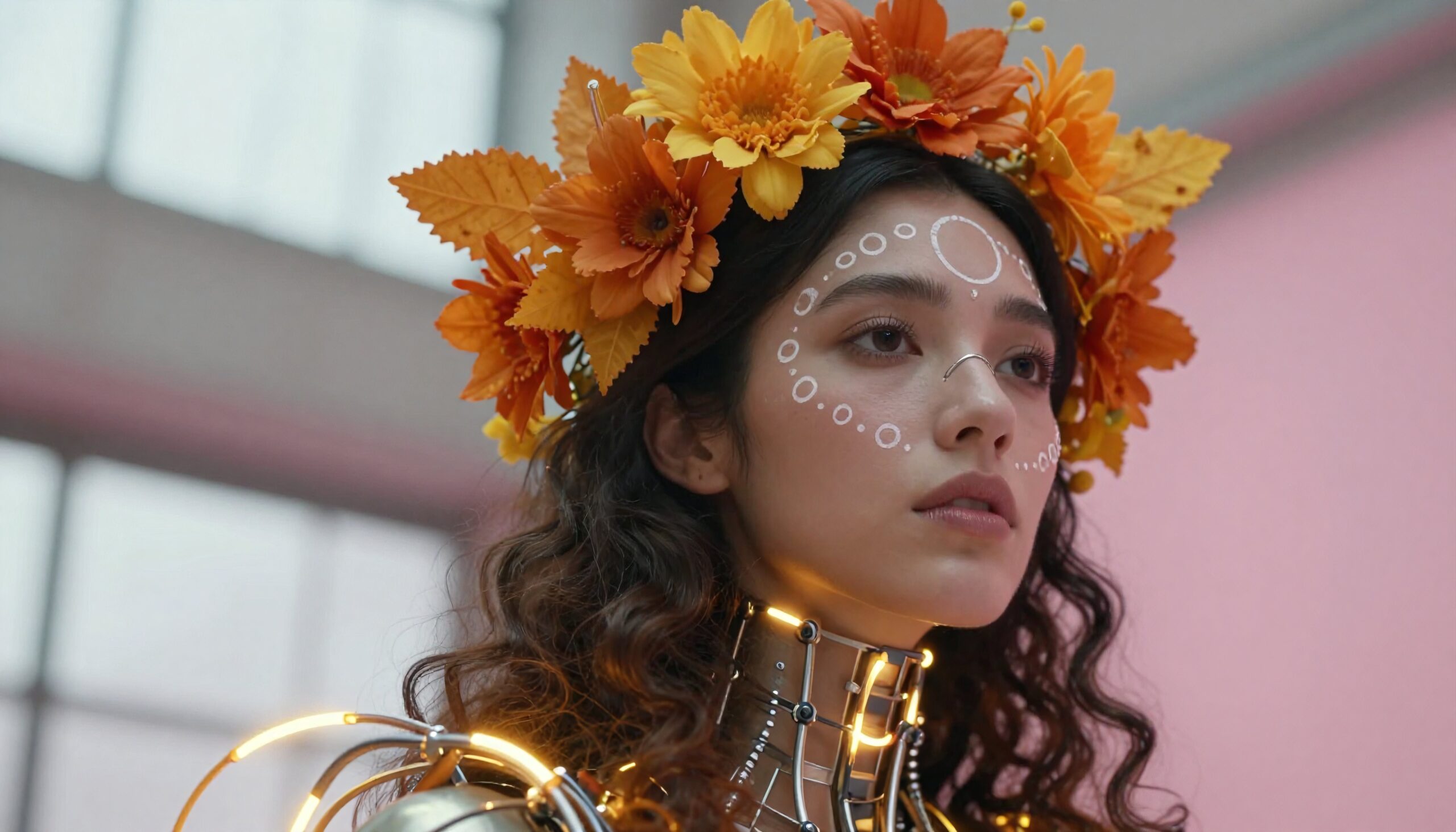 Futuristic Floral Adorned Portrait