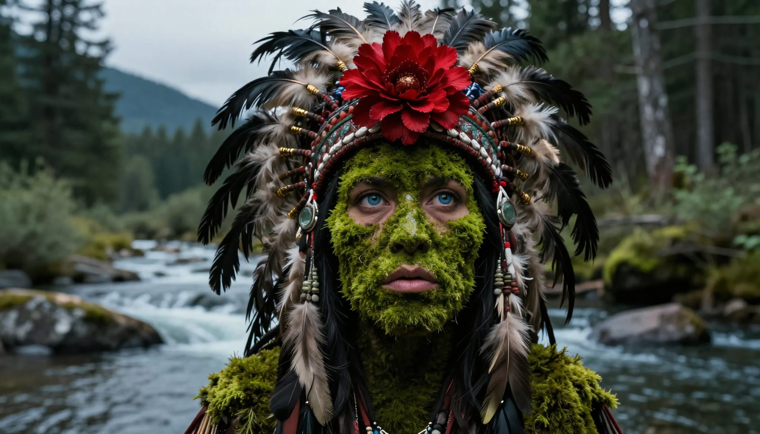 Moss Goddess Amidst Wild River