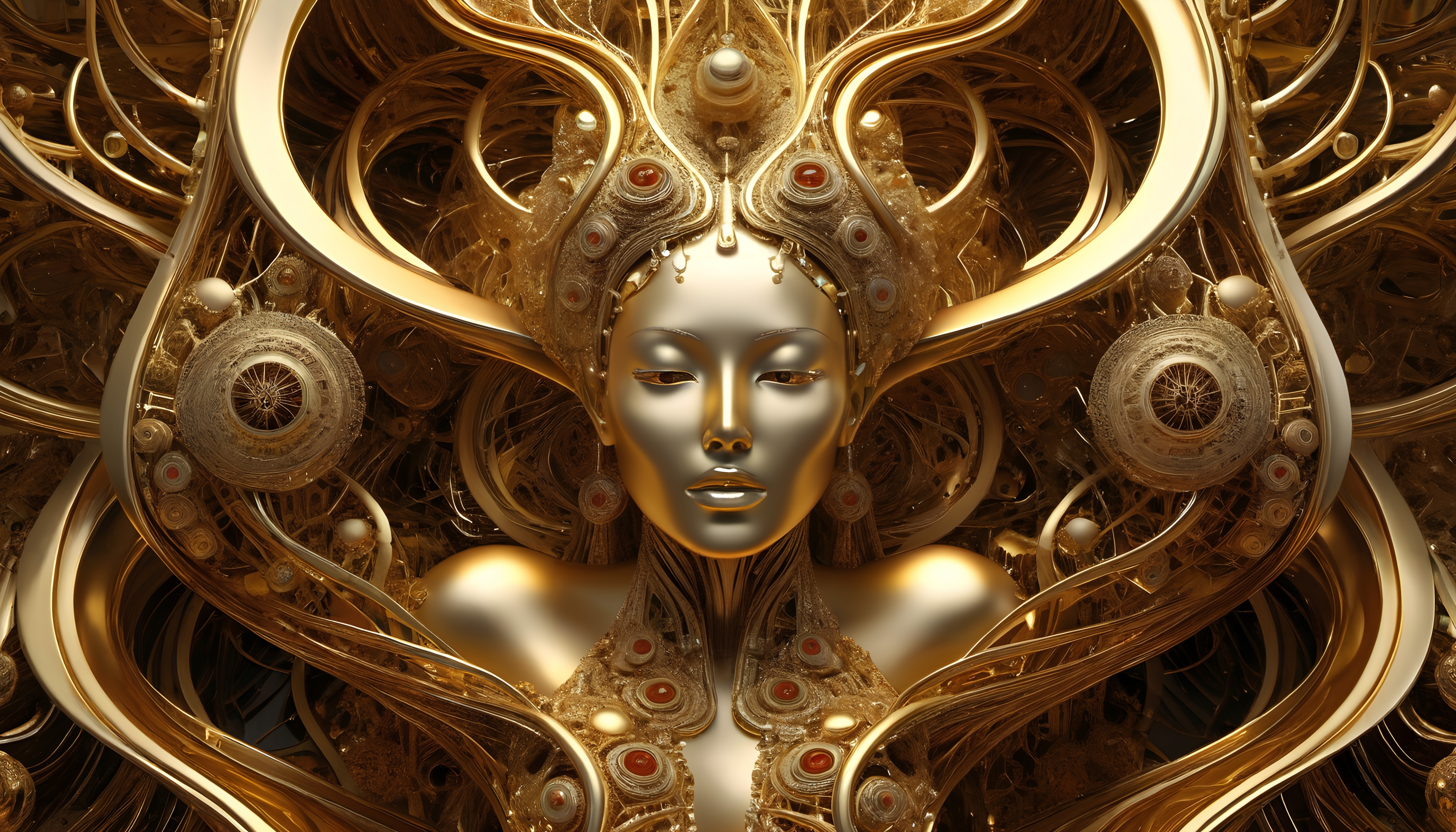 Golden Futuristic Art Deco Visage