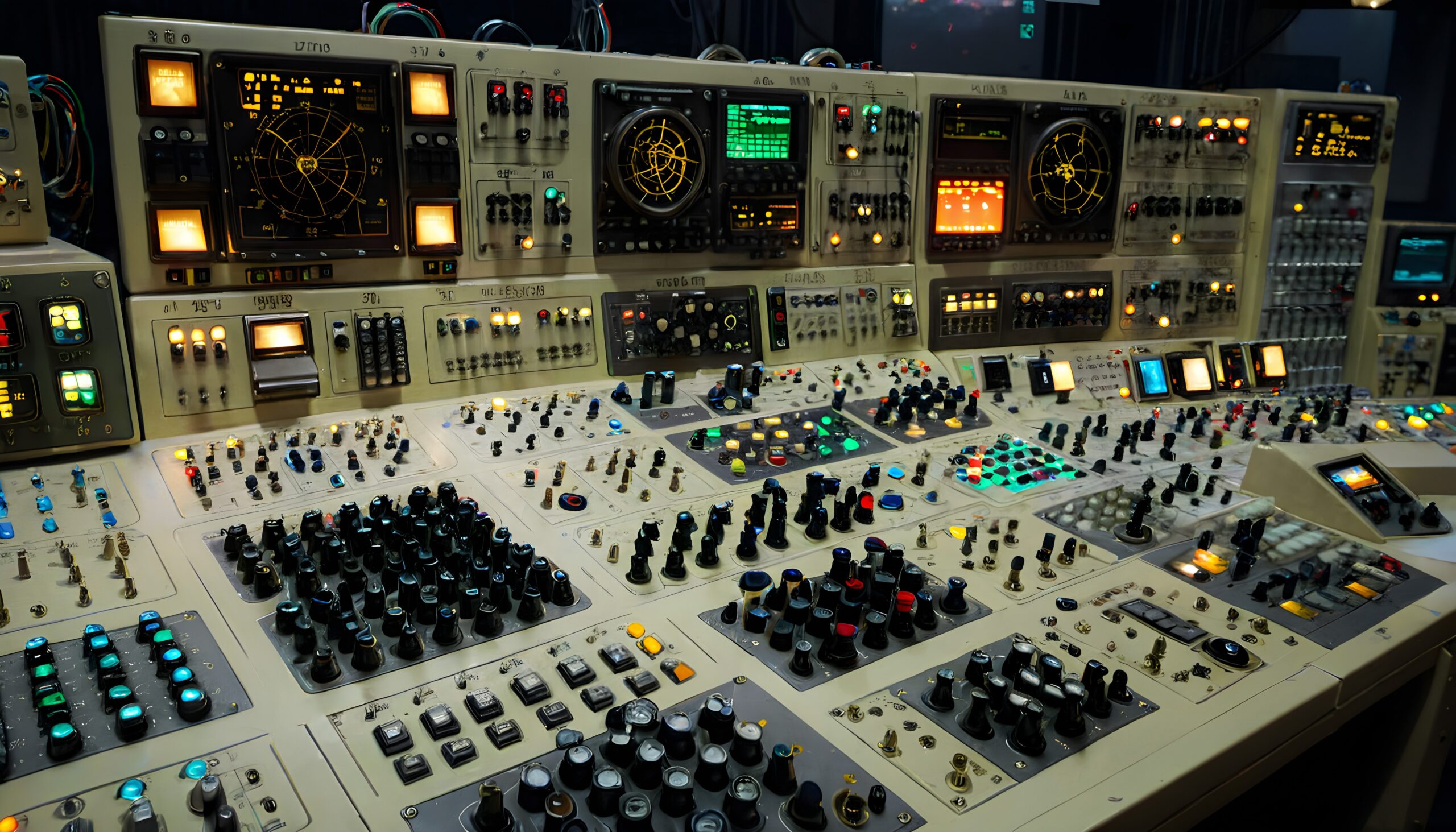 Retro Control Room with Consoles