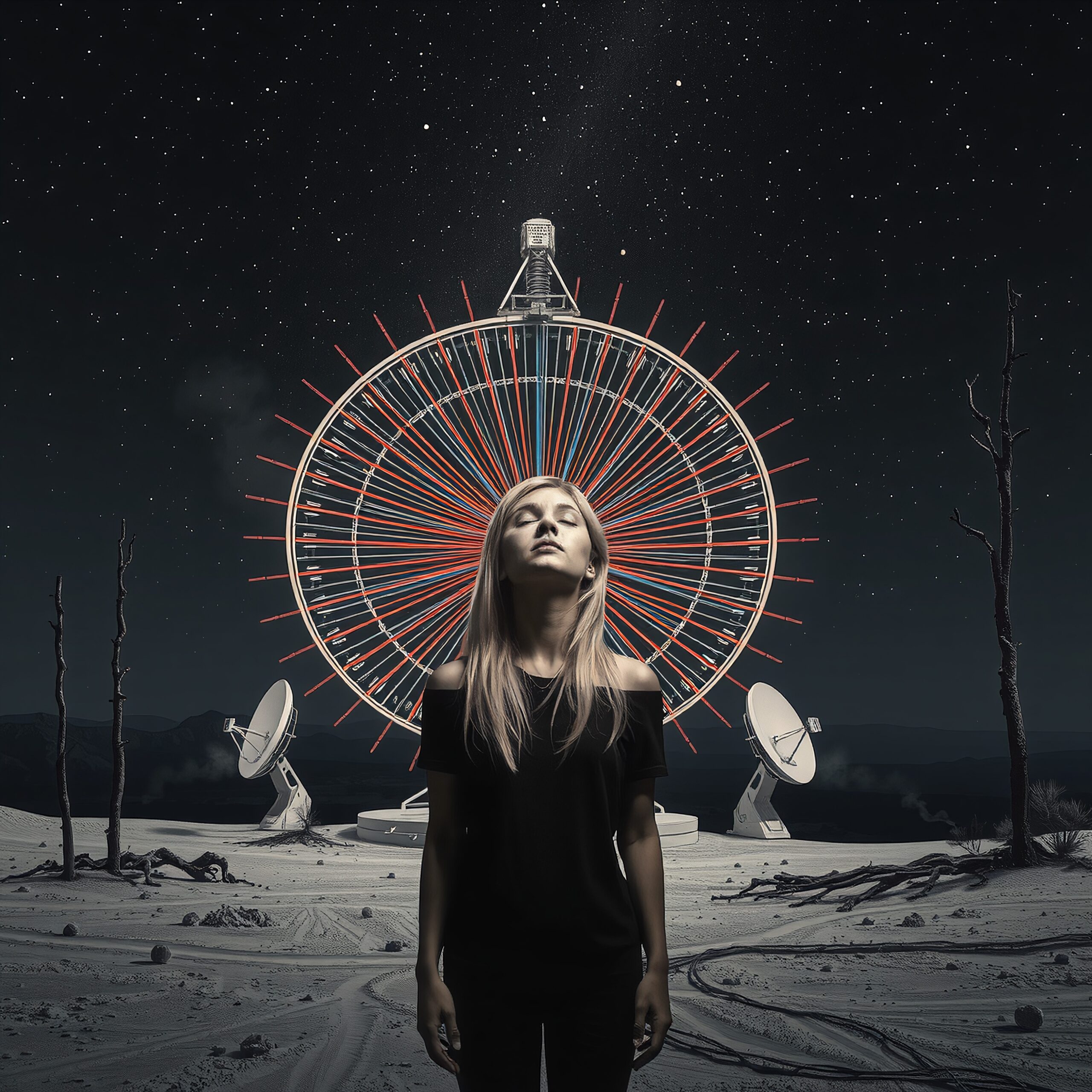 Contemplative Woman Under Starry Sky