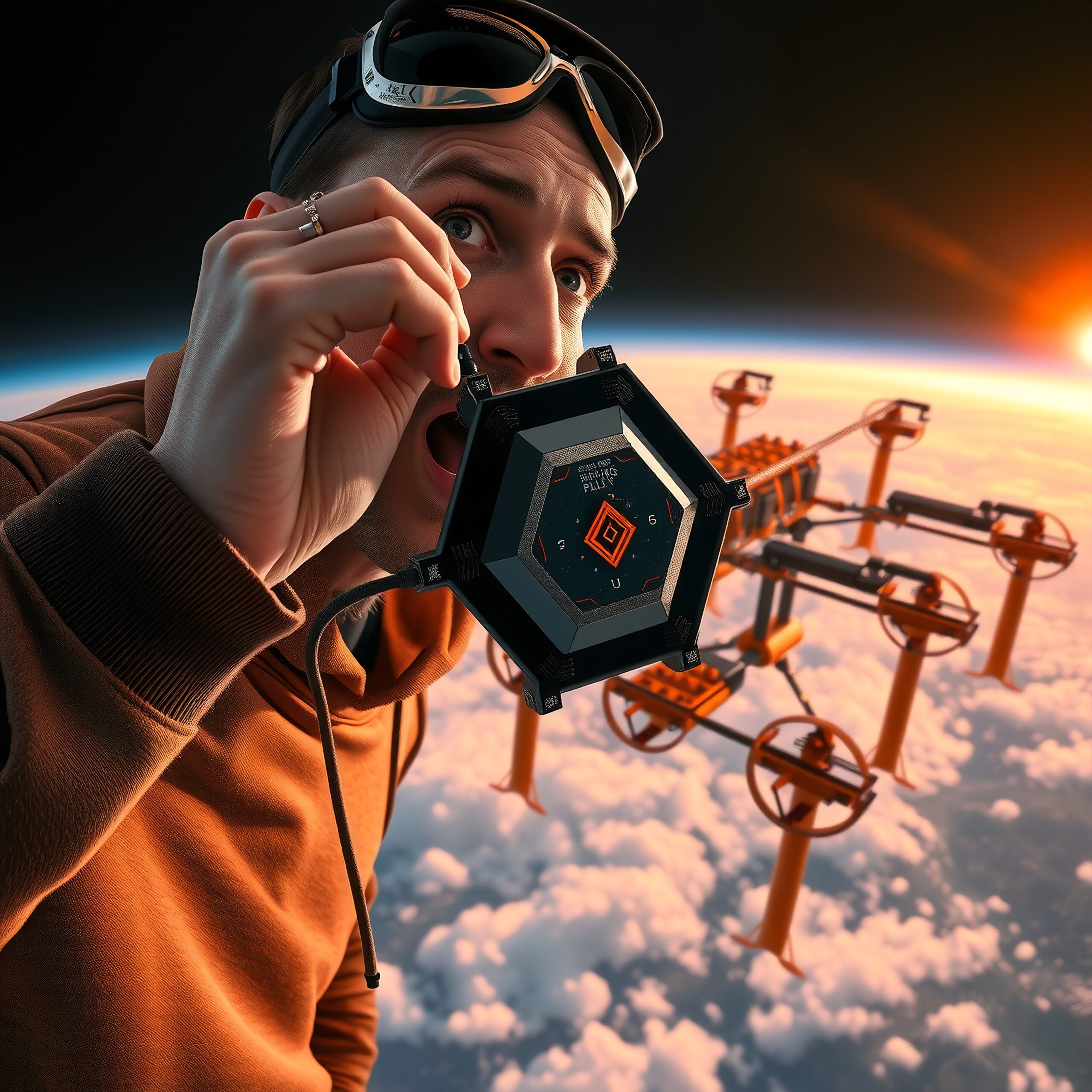 Surprised Man with Space Device