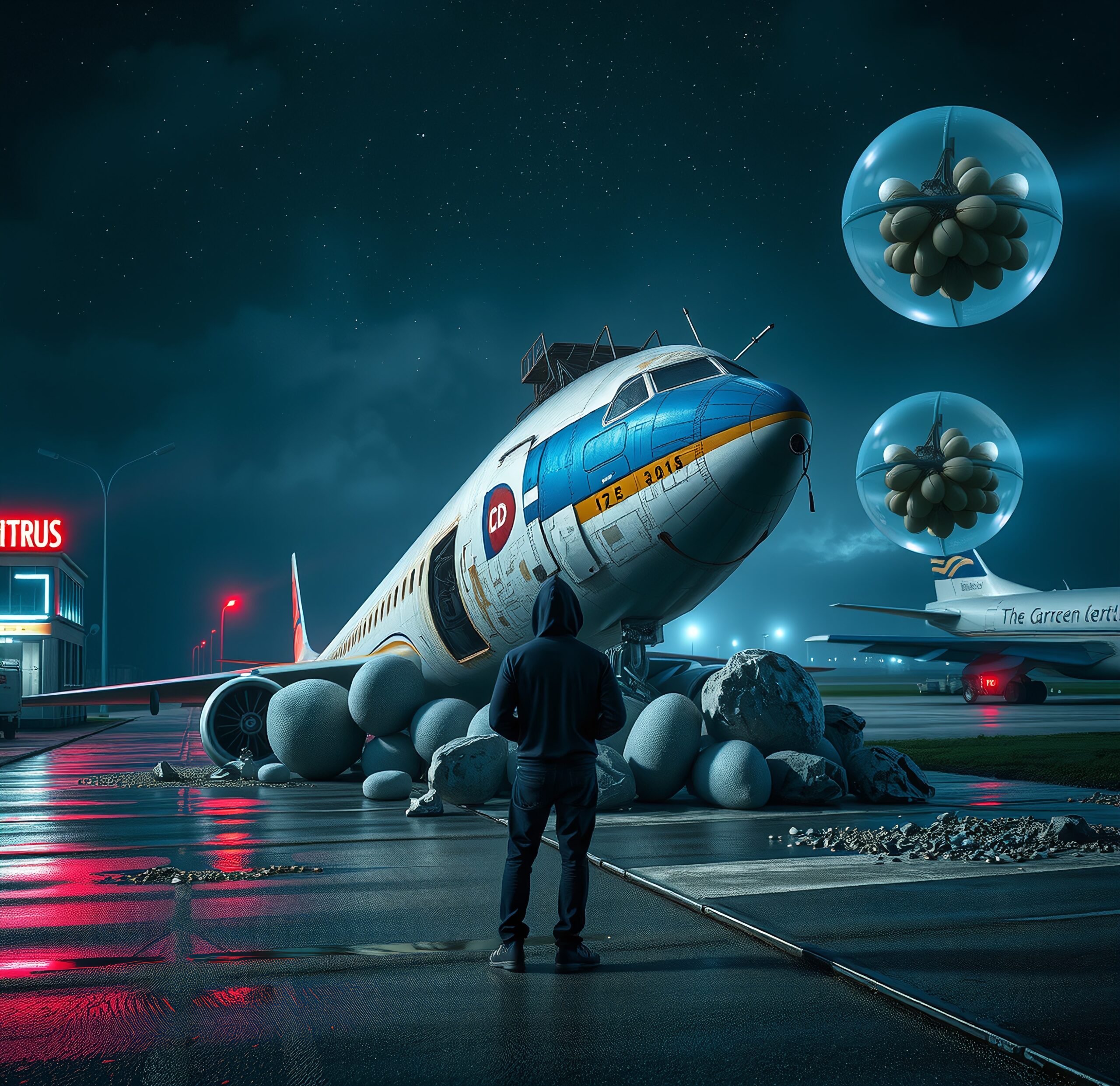 Surreal Plane at Mysterious Airport