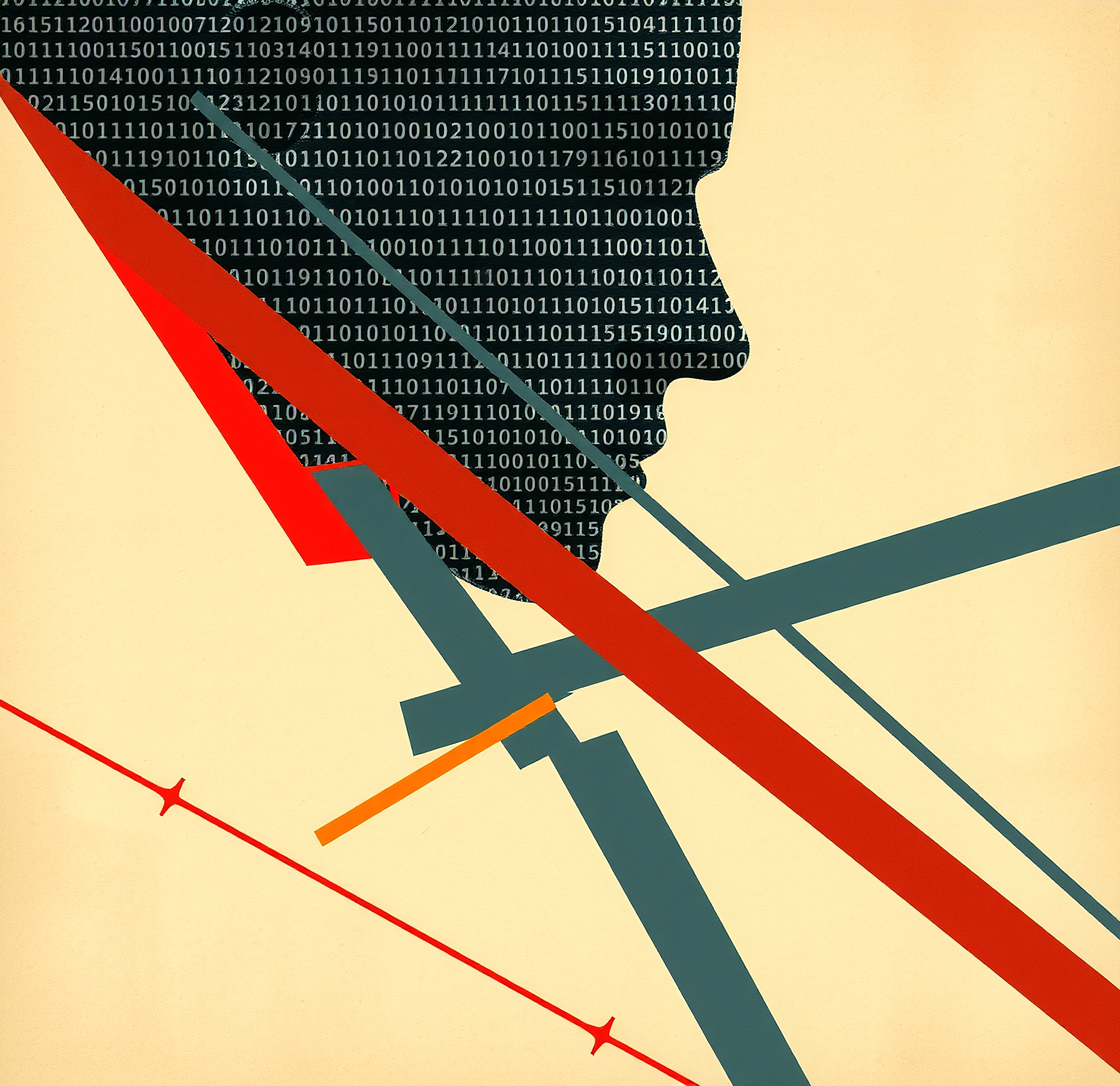 Binary Code Silhouette with Geometric Lines