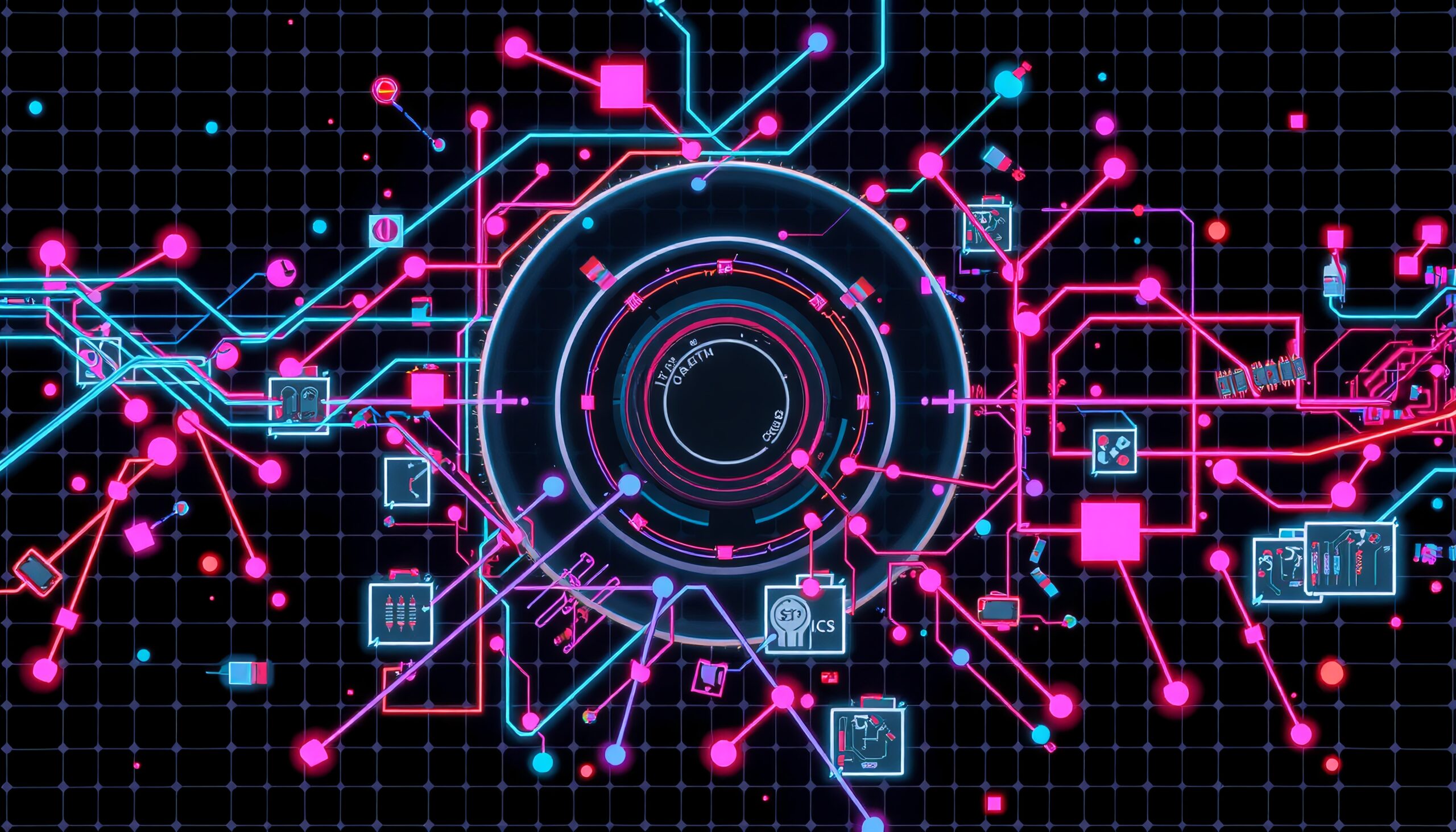 Futuristic Neon Circuitry Interface