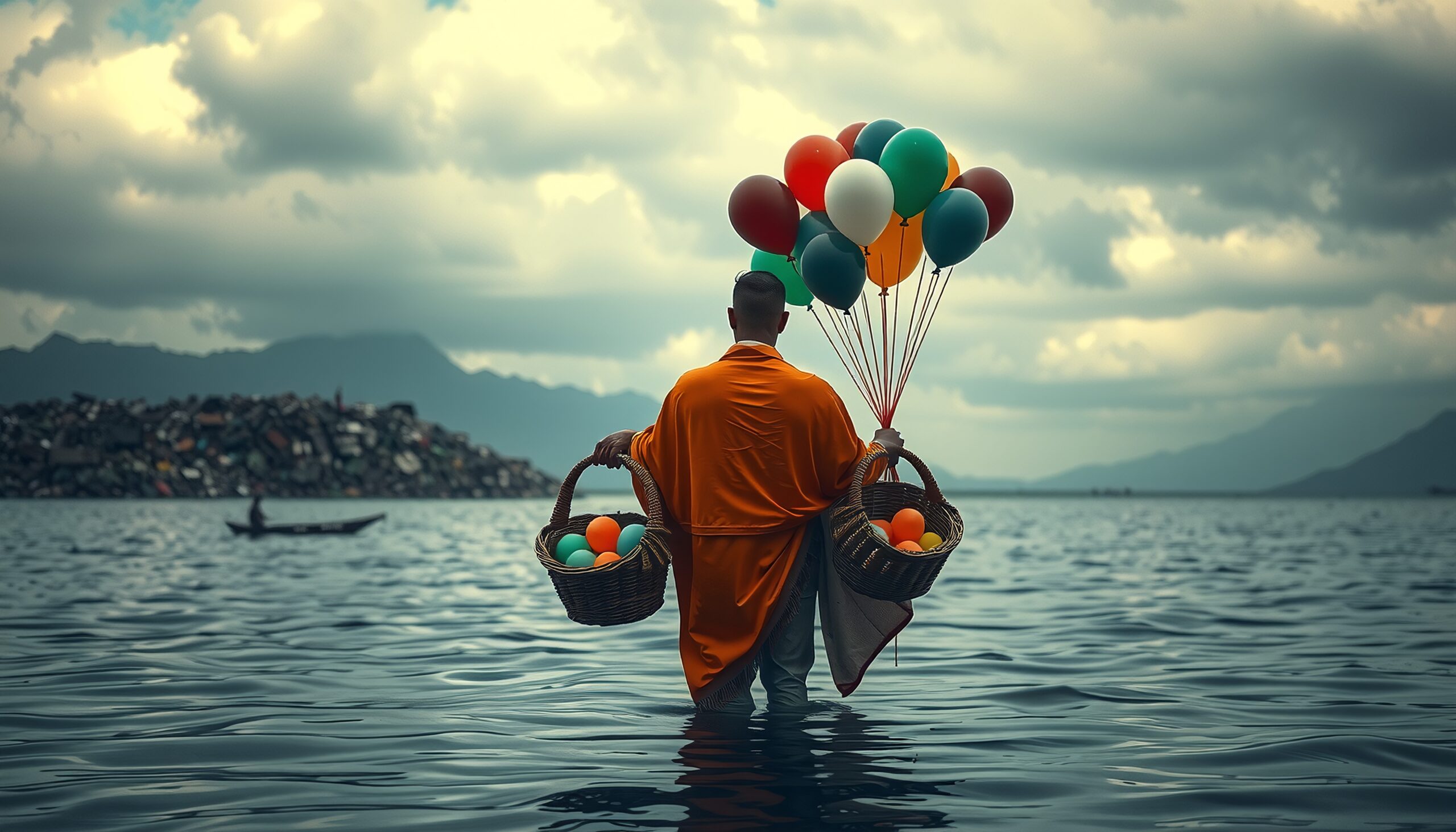 Colorful Balloons and Calm Waters