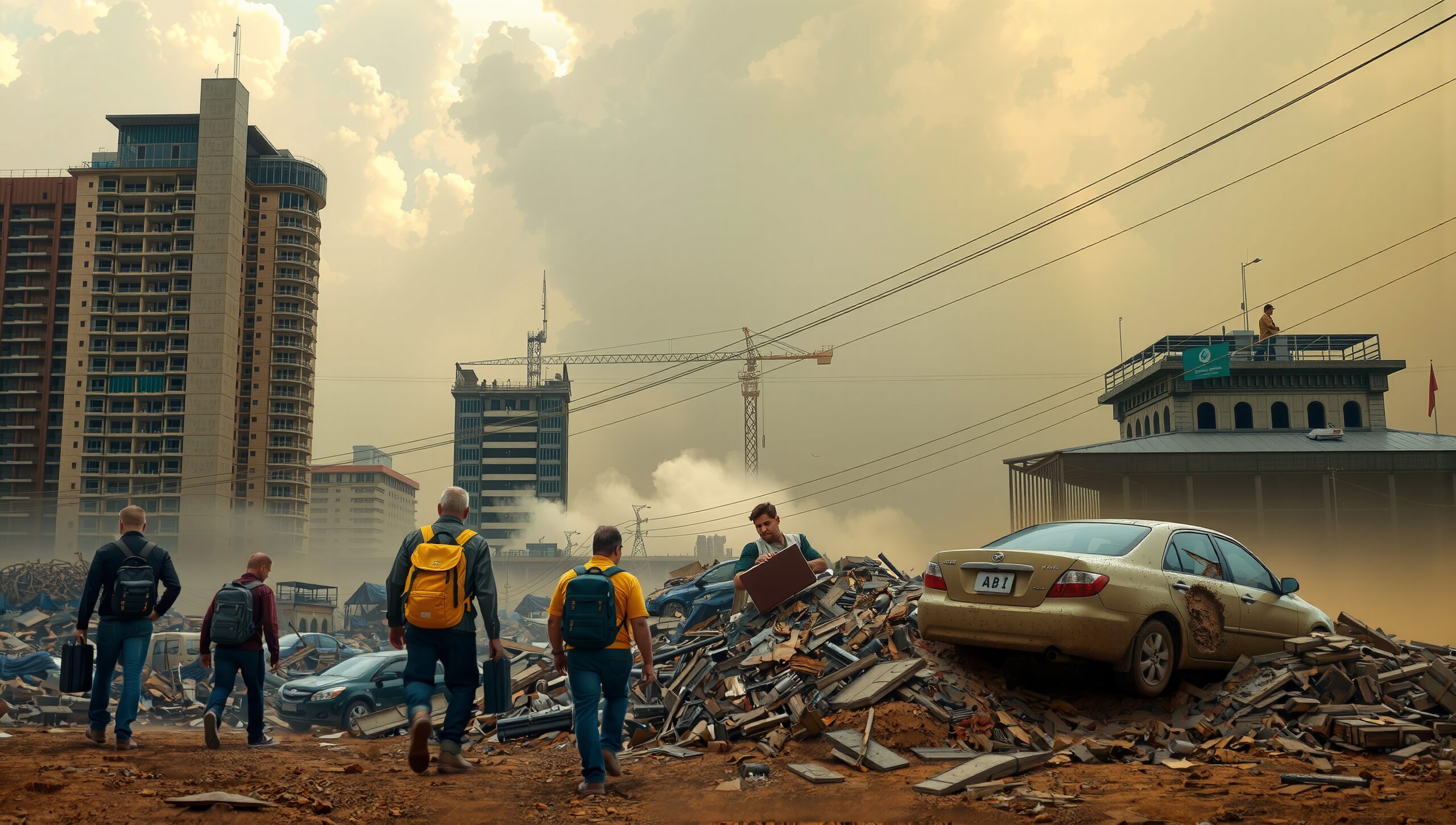 Urban Ruins Under Cloudy Skies