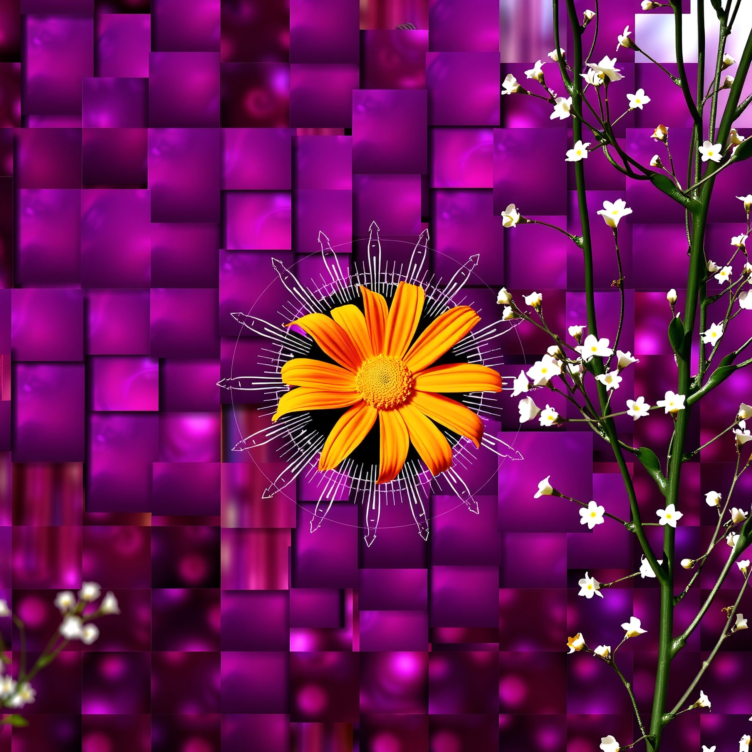 Purple Mosaic Flower Fantasy