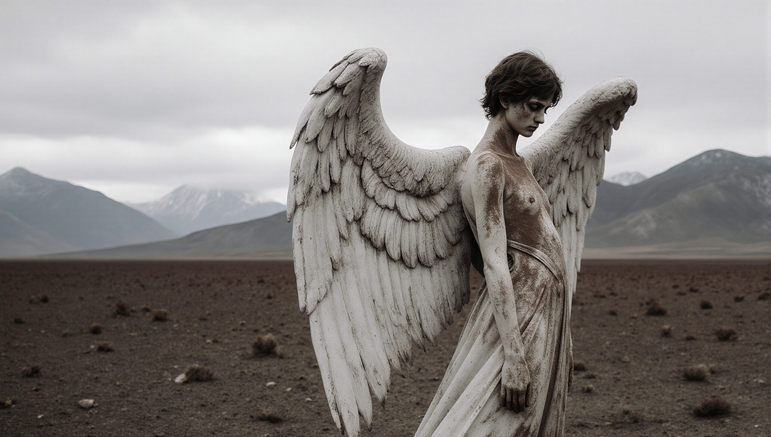 Fallen Angel in Desert Landscape