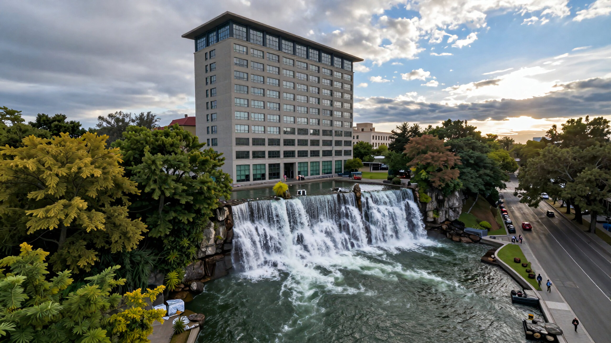 Urban Waterfall Oasis