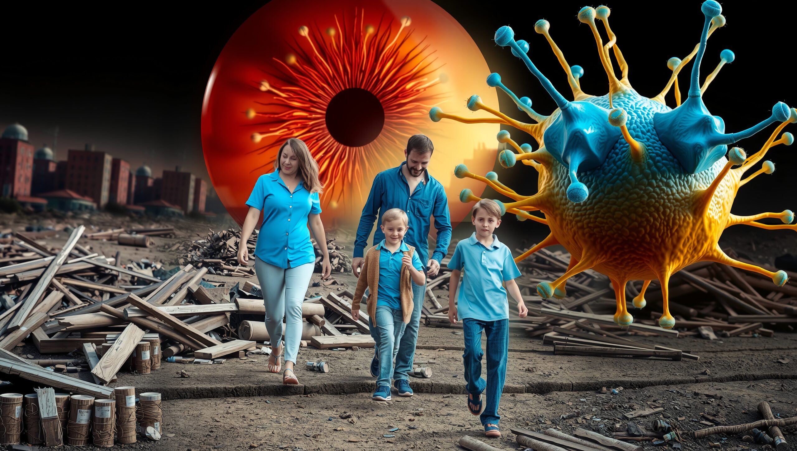 Surreal Family Journey Through Chaos