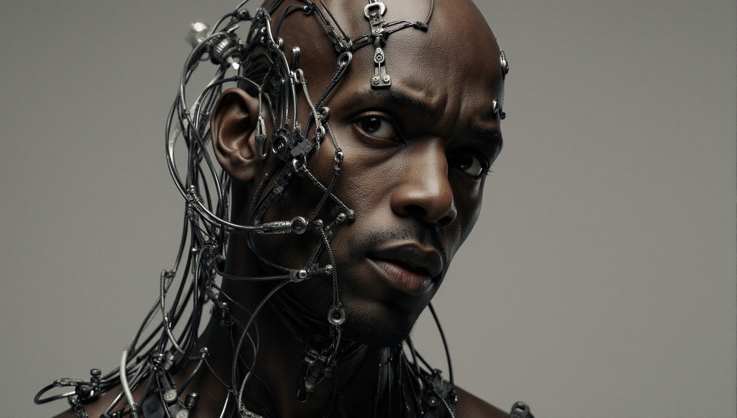 Futuristic Cyborg Man Portrait