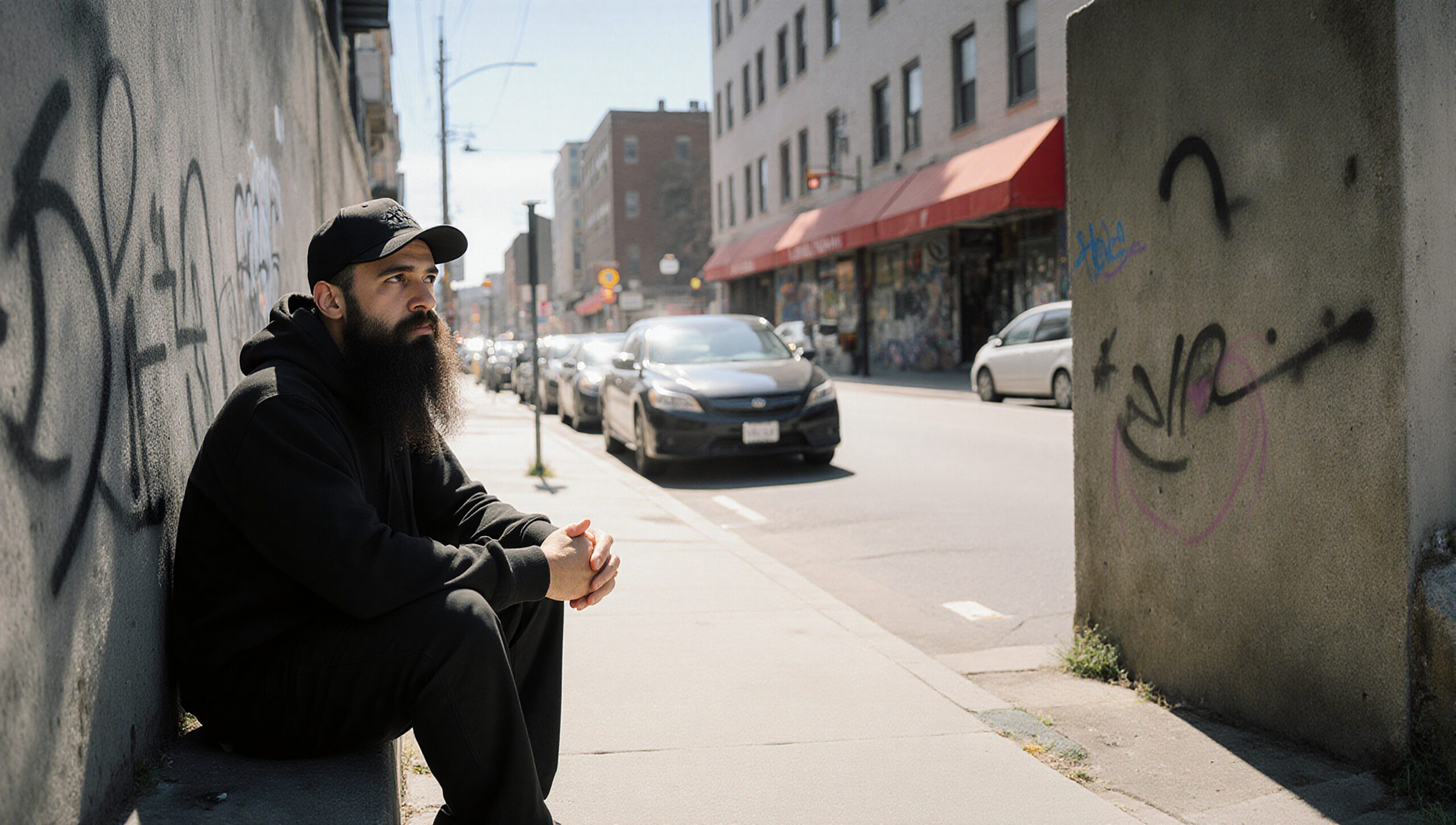Urban Man Sitting Reflectively