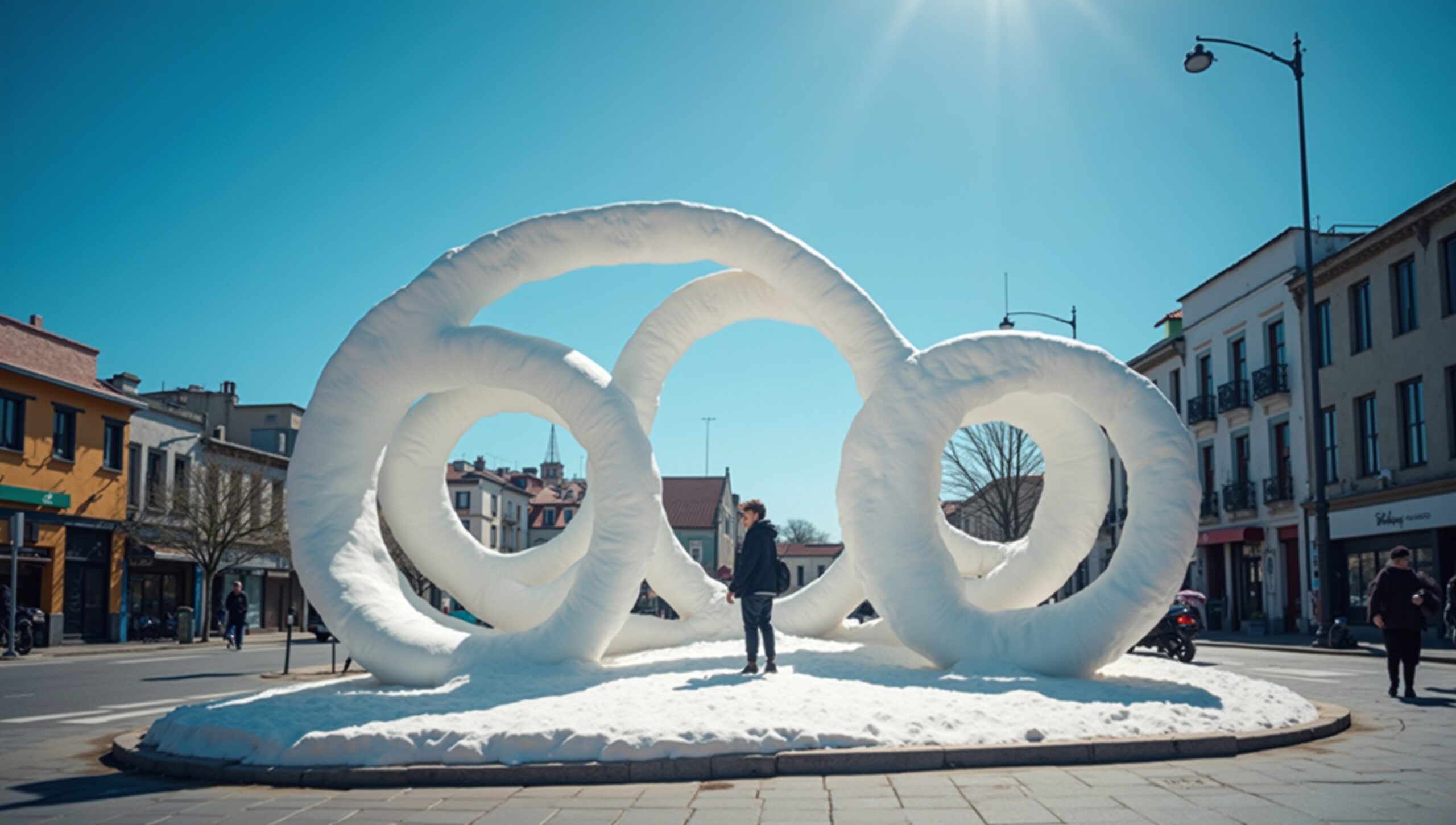 Looped Sculpture in Urban Square