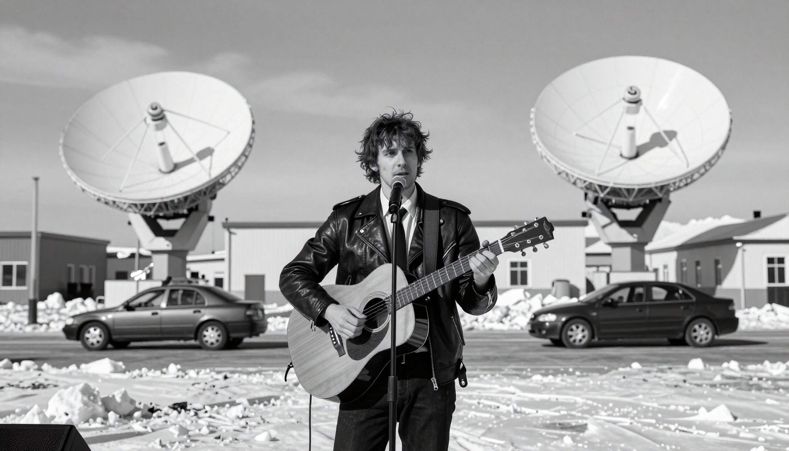 Guitarist Under Satellite Dishes